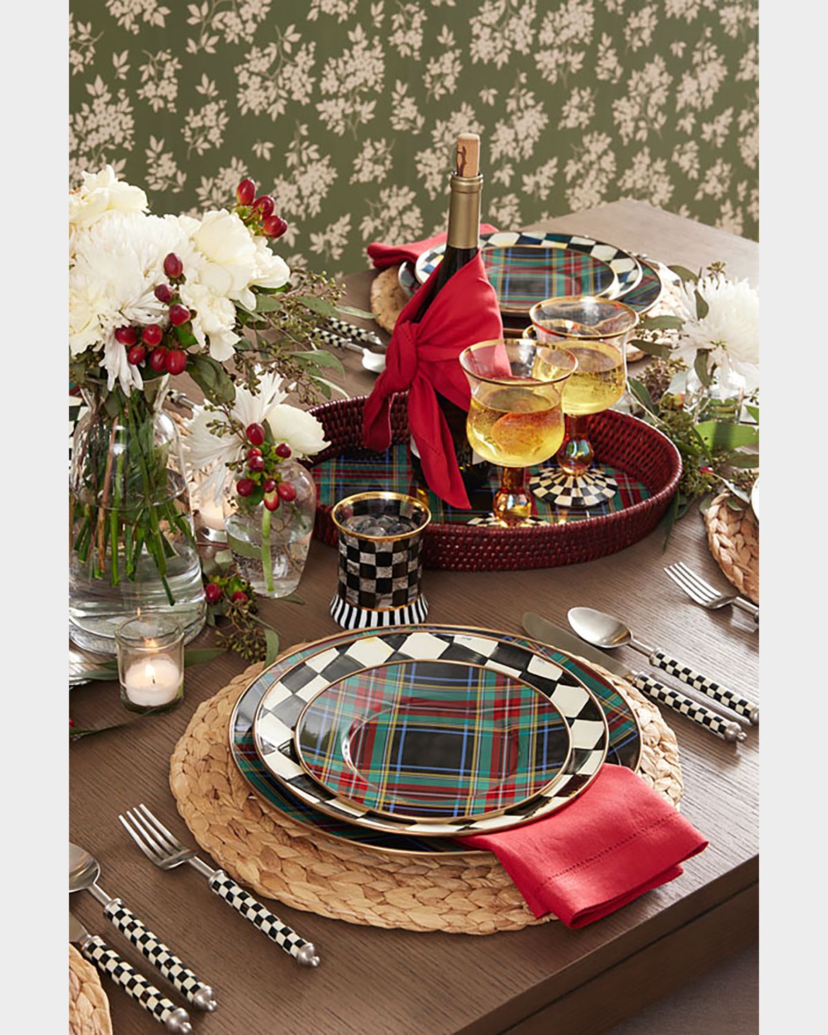 MacKenzie-Childs Tartan Black Salad and Dessert Plate
