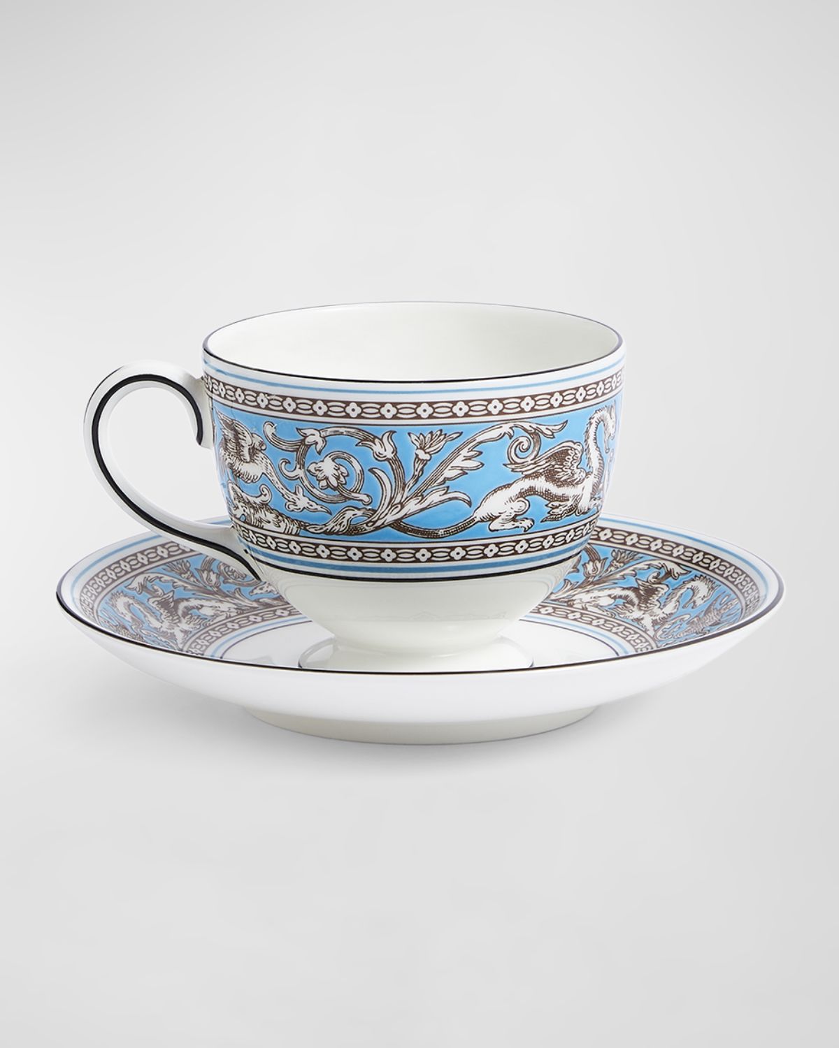 Wedgwood Florentine Turquoise Teacup & Saucer, 6.1 oz.