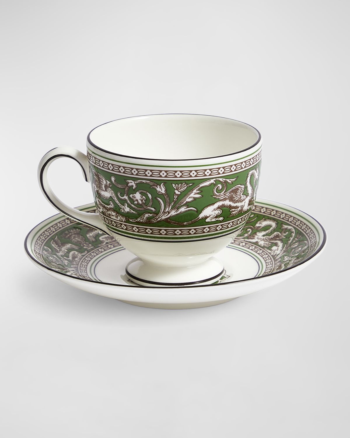 Wedgwood Florentine Verde Teacup & Saucer, 6.1 oz.