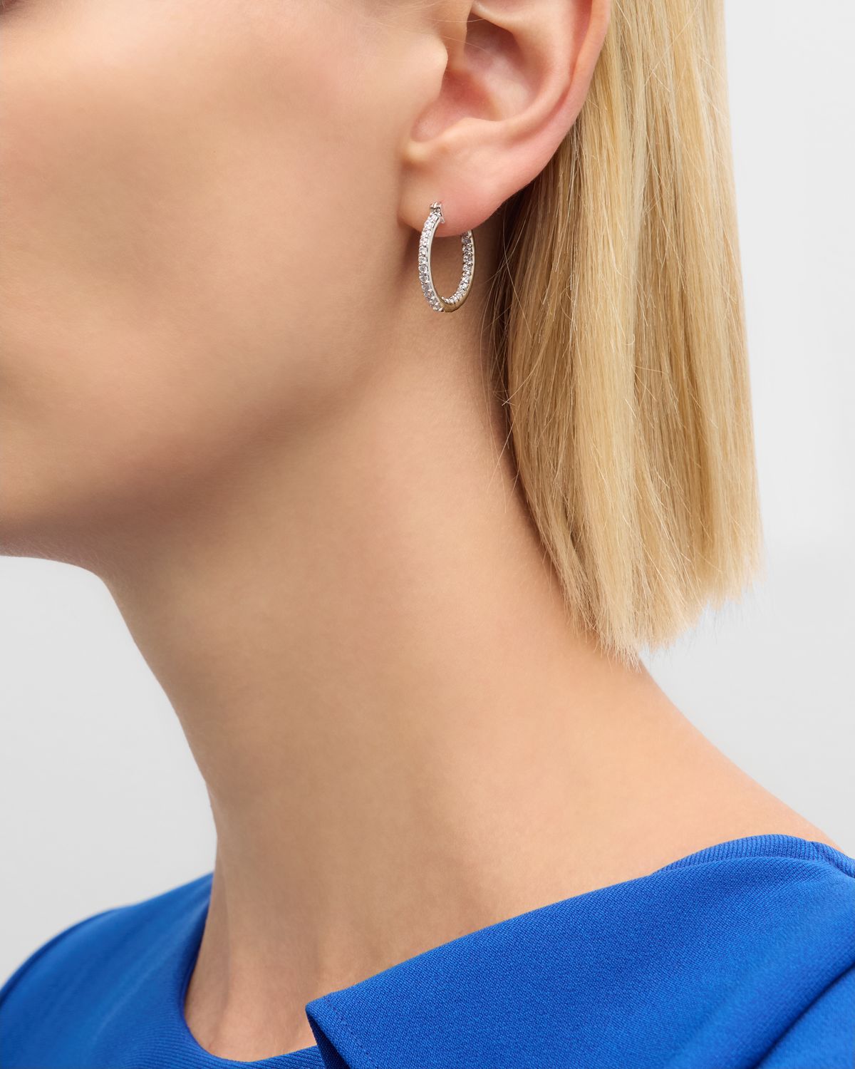 Fantasia by DeSerio Pave Cubic Zirconia Small Hoop Earrings