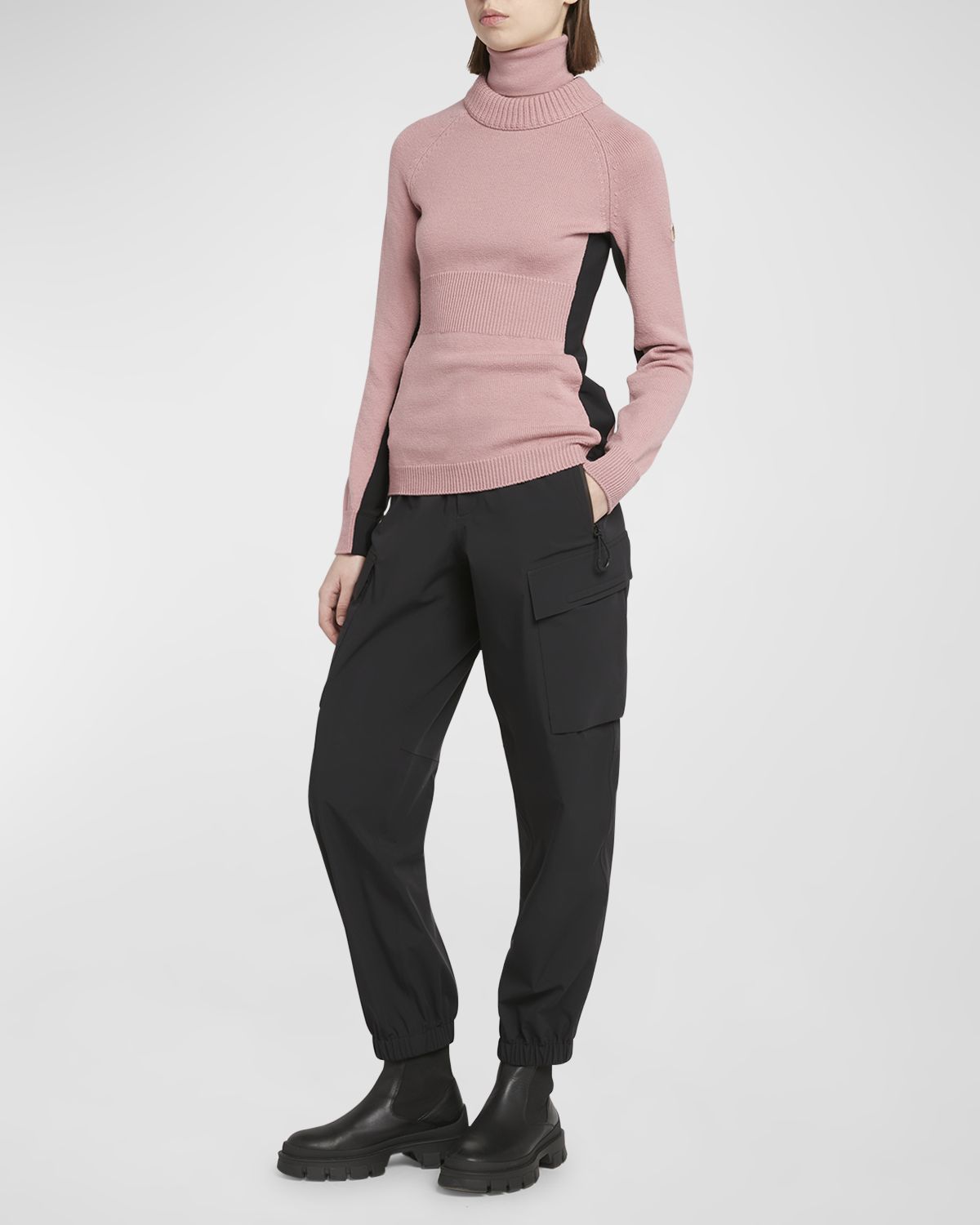 Moncler Grenoble Wool and Fleece Turtleneck Sweater