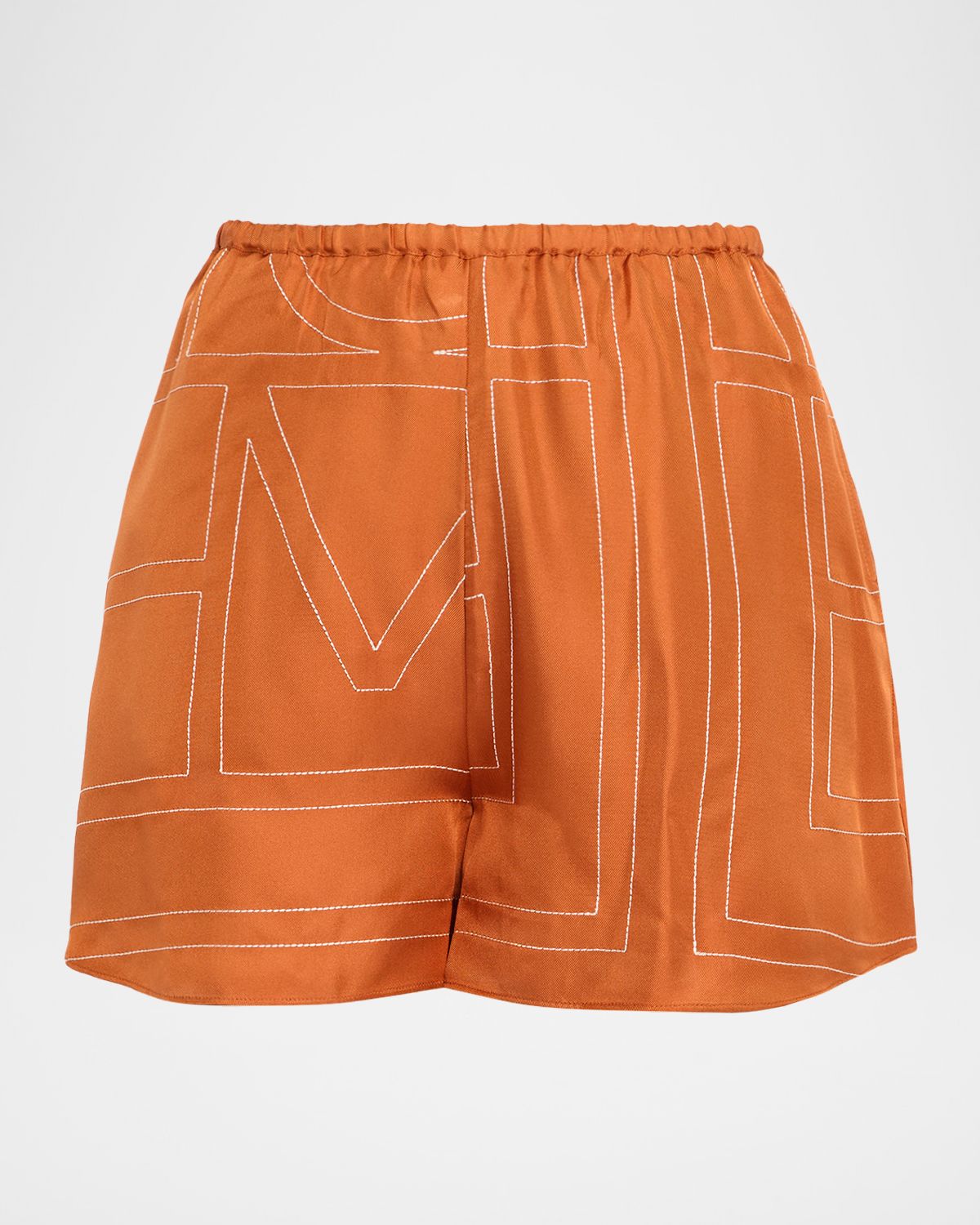 Toteme Monogram Embroidered Silk Pajama Shorts