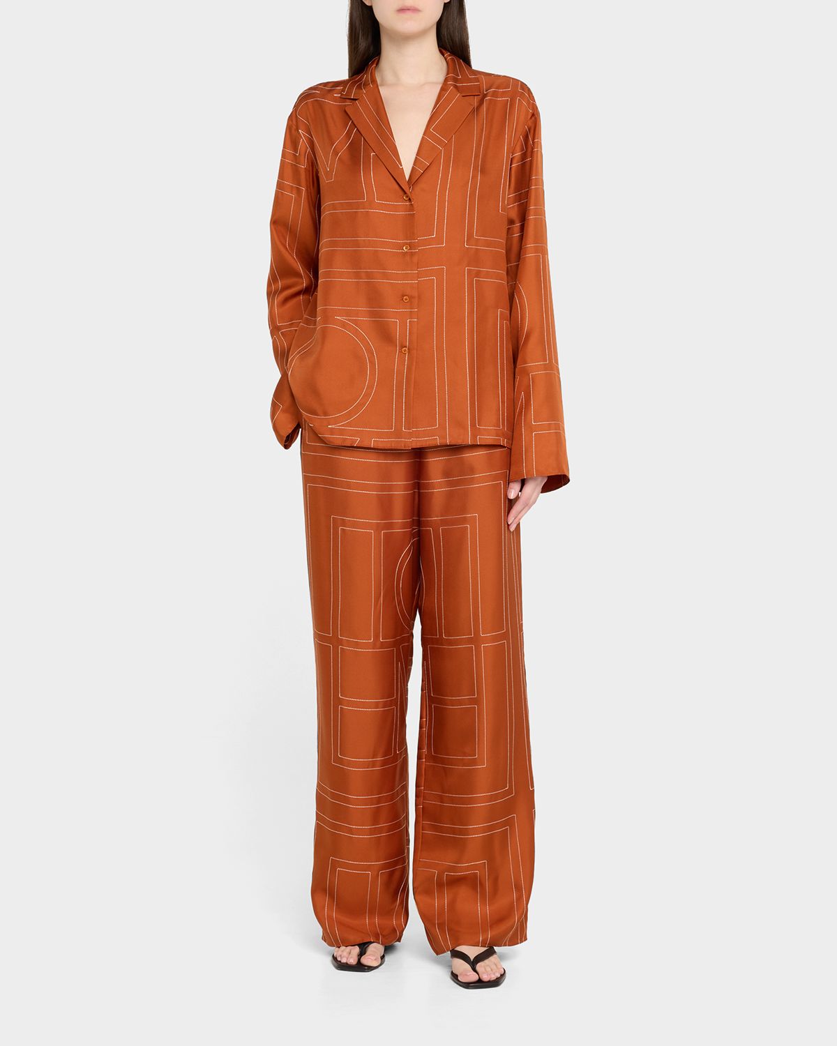 Toteme Monogram Silk Pajama Top