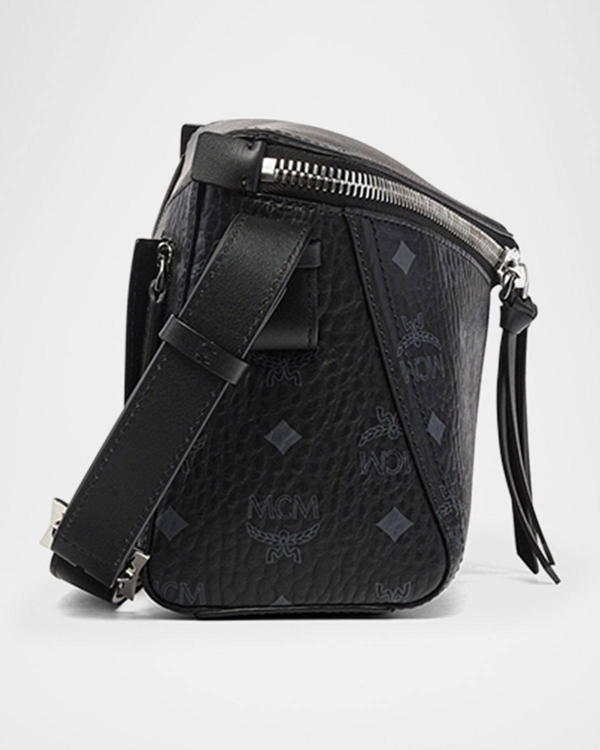 MCM Visetos Zip Faux Leather Shoulder Bag