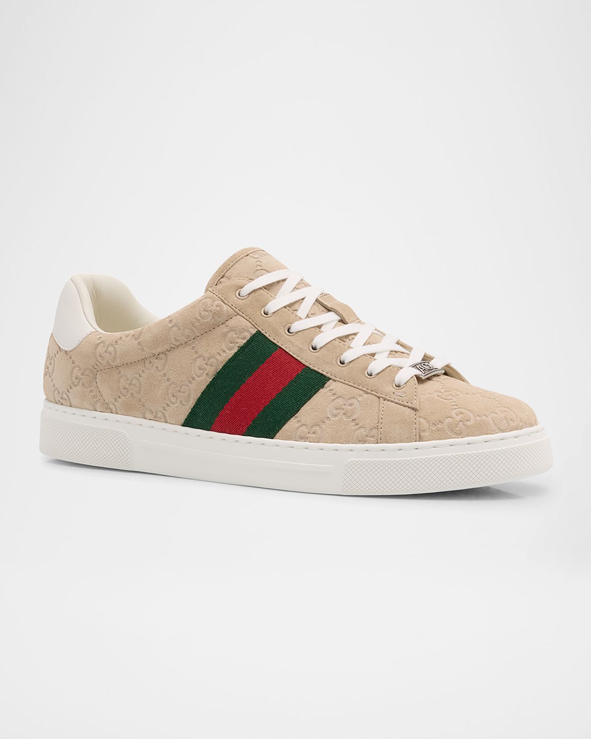 Gucci Men 's Ace Suede Monogram Low-Top Sneakers