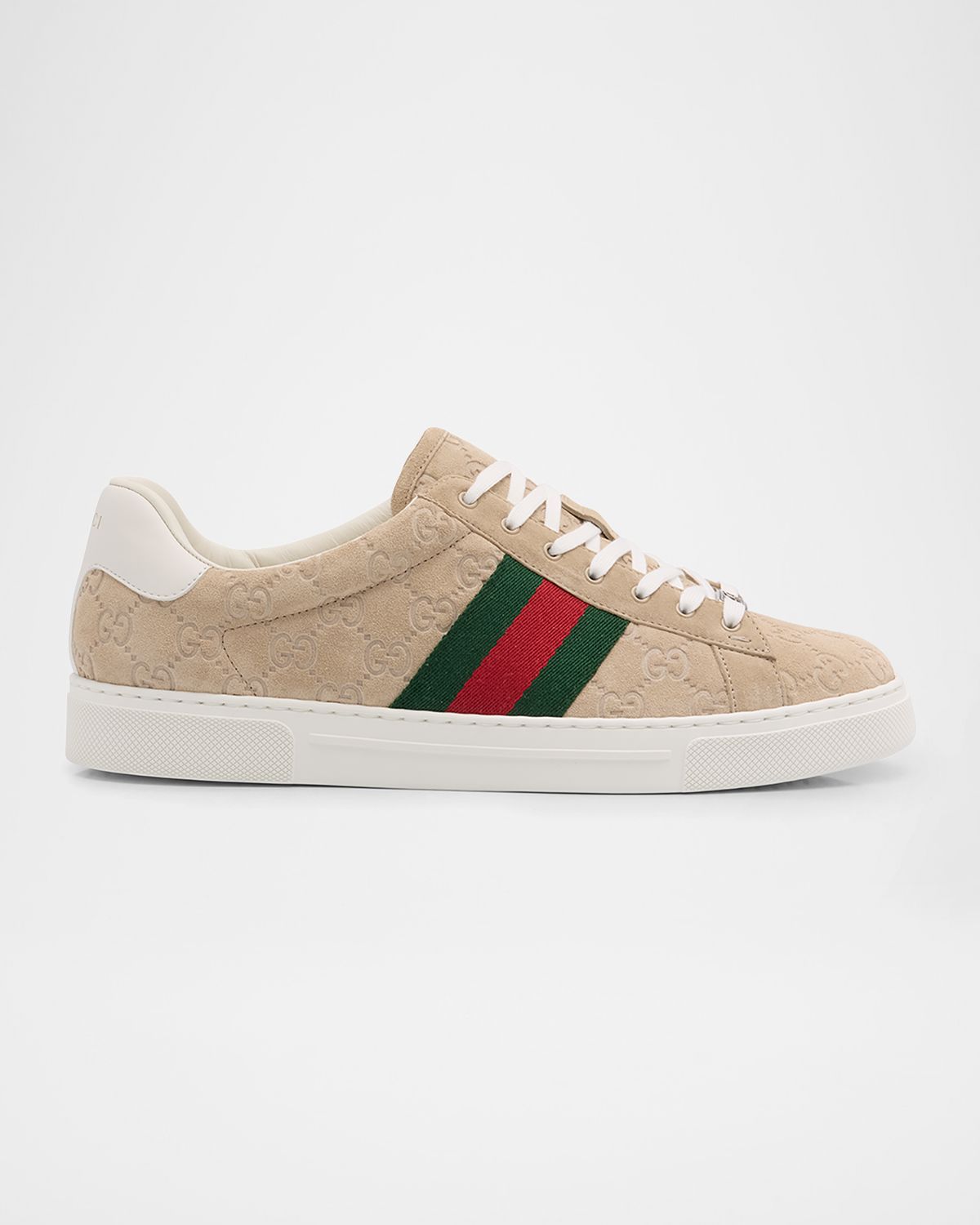 Gucci Men 's Ace Suede Monogram Low-Top Sneakers
