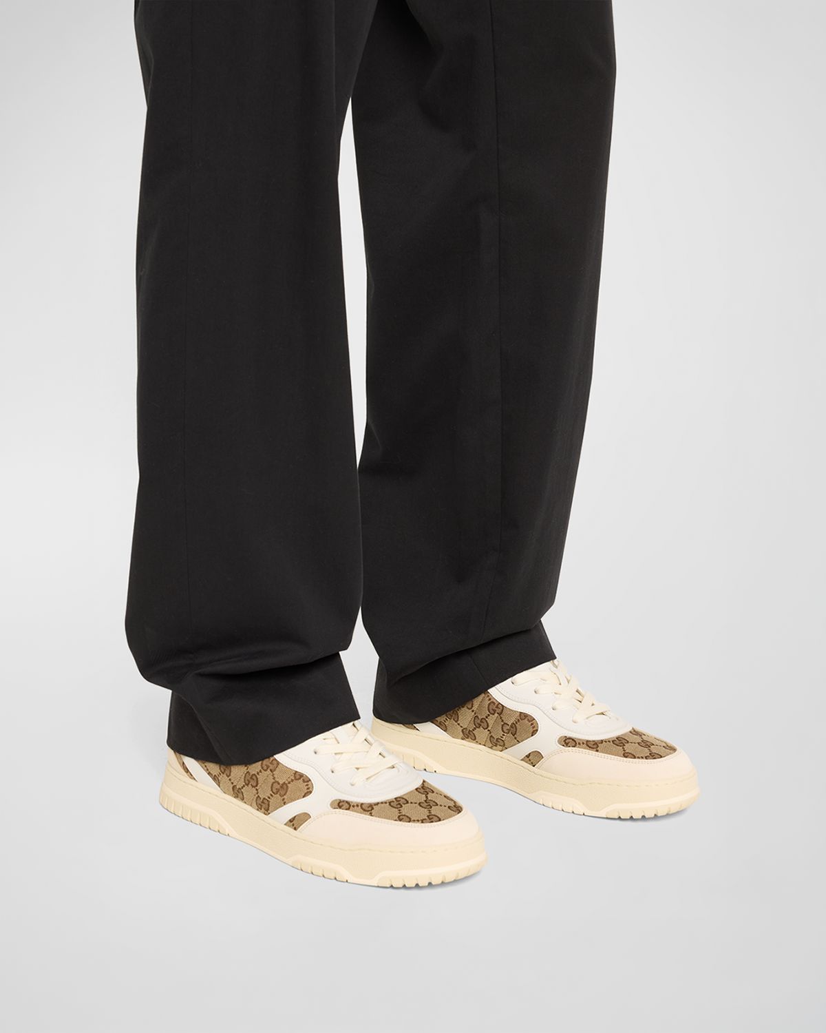 Gucci Men's Re-Web GG Supreme Canvas and Leather Sneakers
