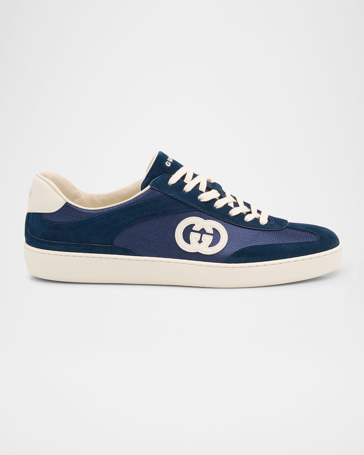 Gucci Men 's G75 Canvas and Suede T-Toe Low-Top Sneakers