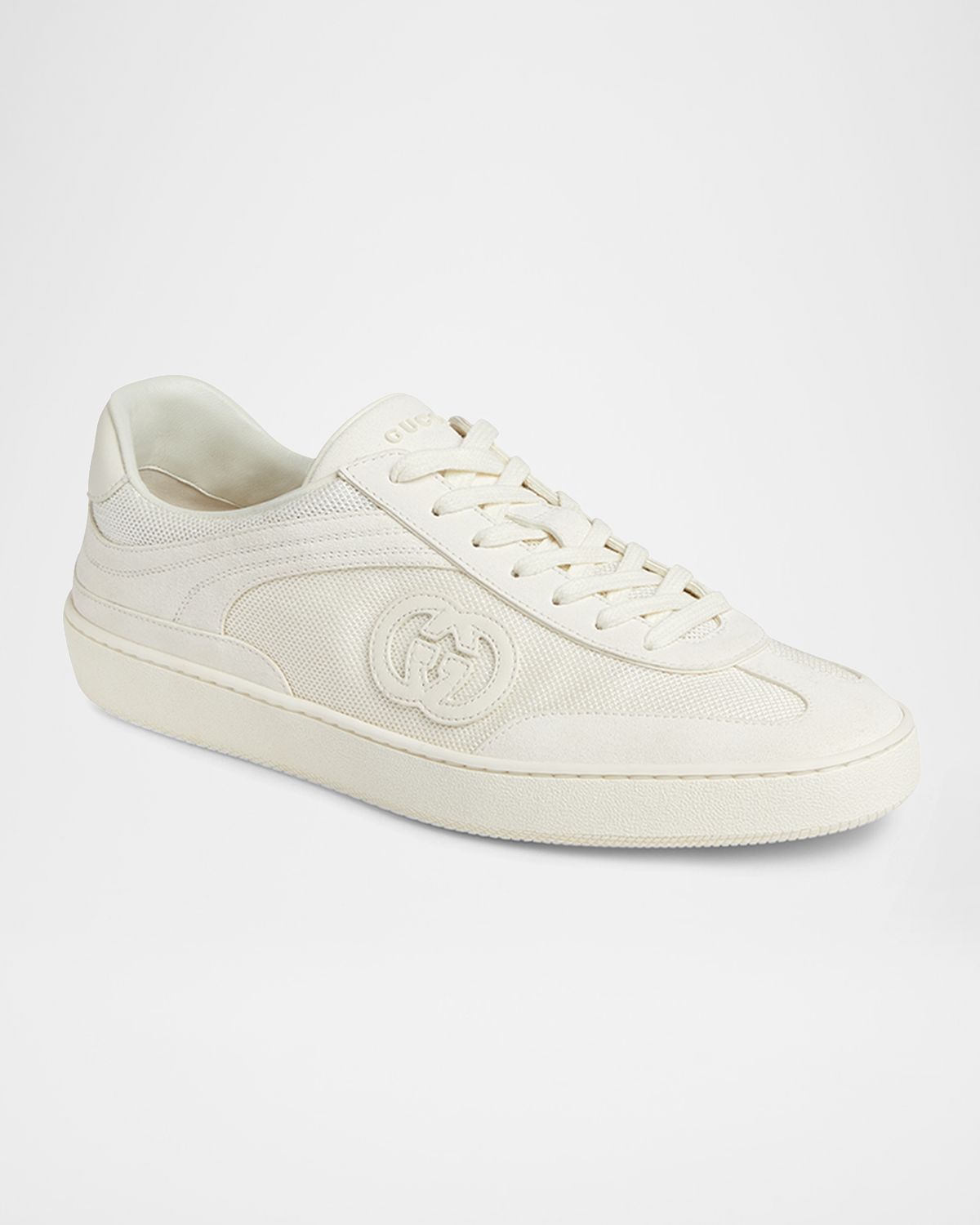 Gucci Men's G75 Canvas and Suede T-Toe Low-Top Sneakers