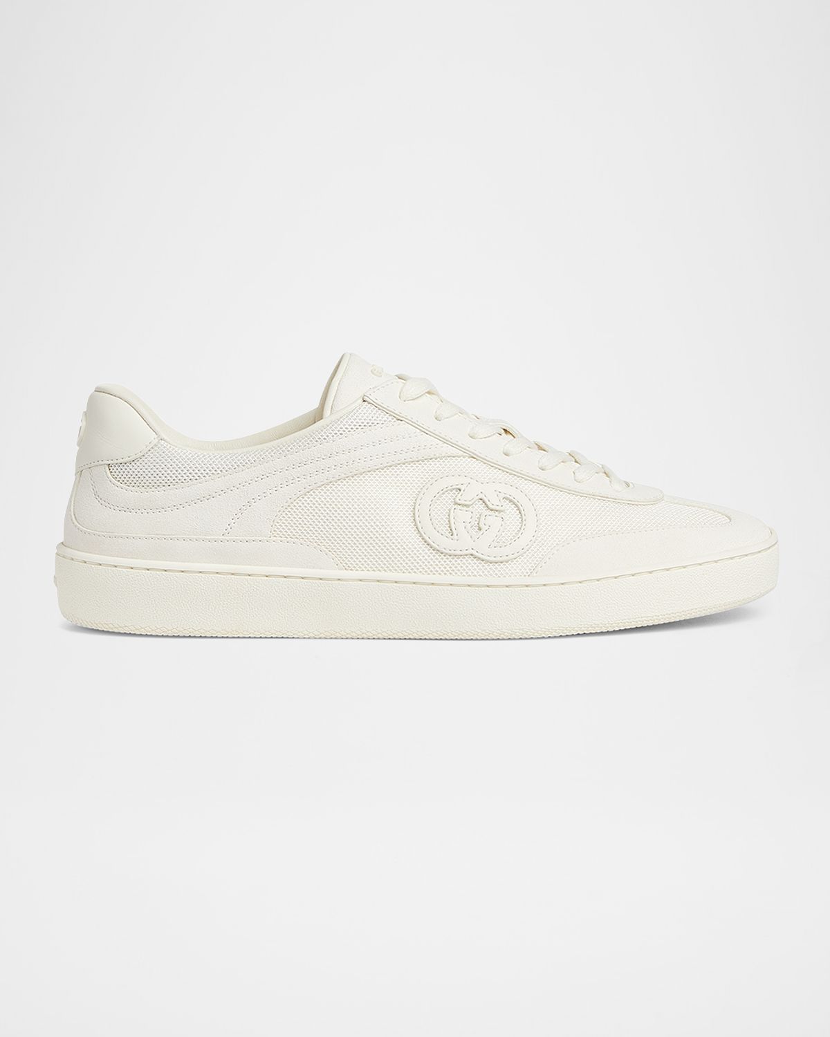 Gucci Men 's G75 Canvas and Suede T-Toe Low-Top Sneakers