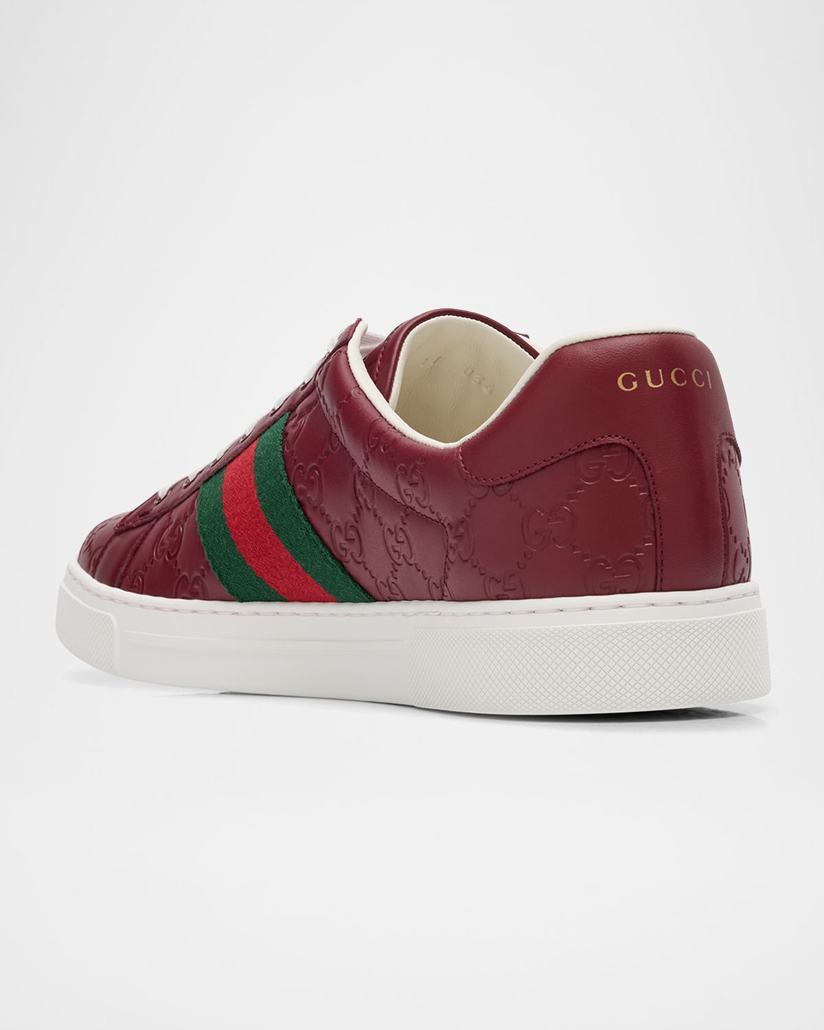 Gucci Men 's Ace GG Embossed Leather Low-Top Sneakers