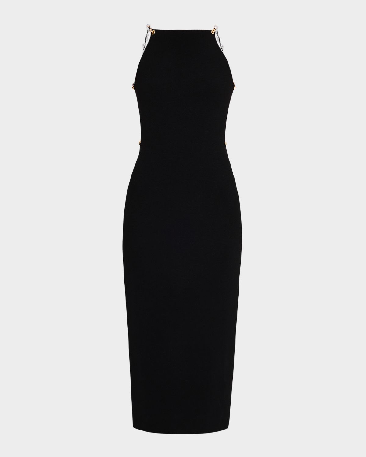 Cult Gaia Cassi Faux Pearl-Embellished Backless Knit Midi Dress