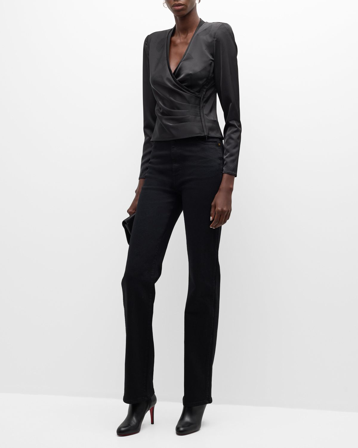 Emporio Armani Pleated Crossover Blouse