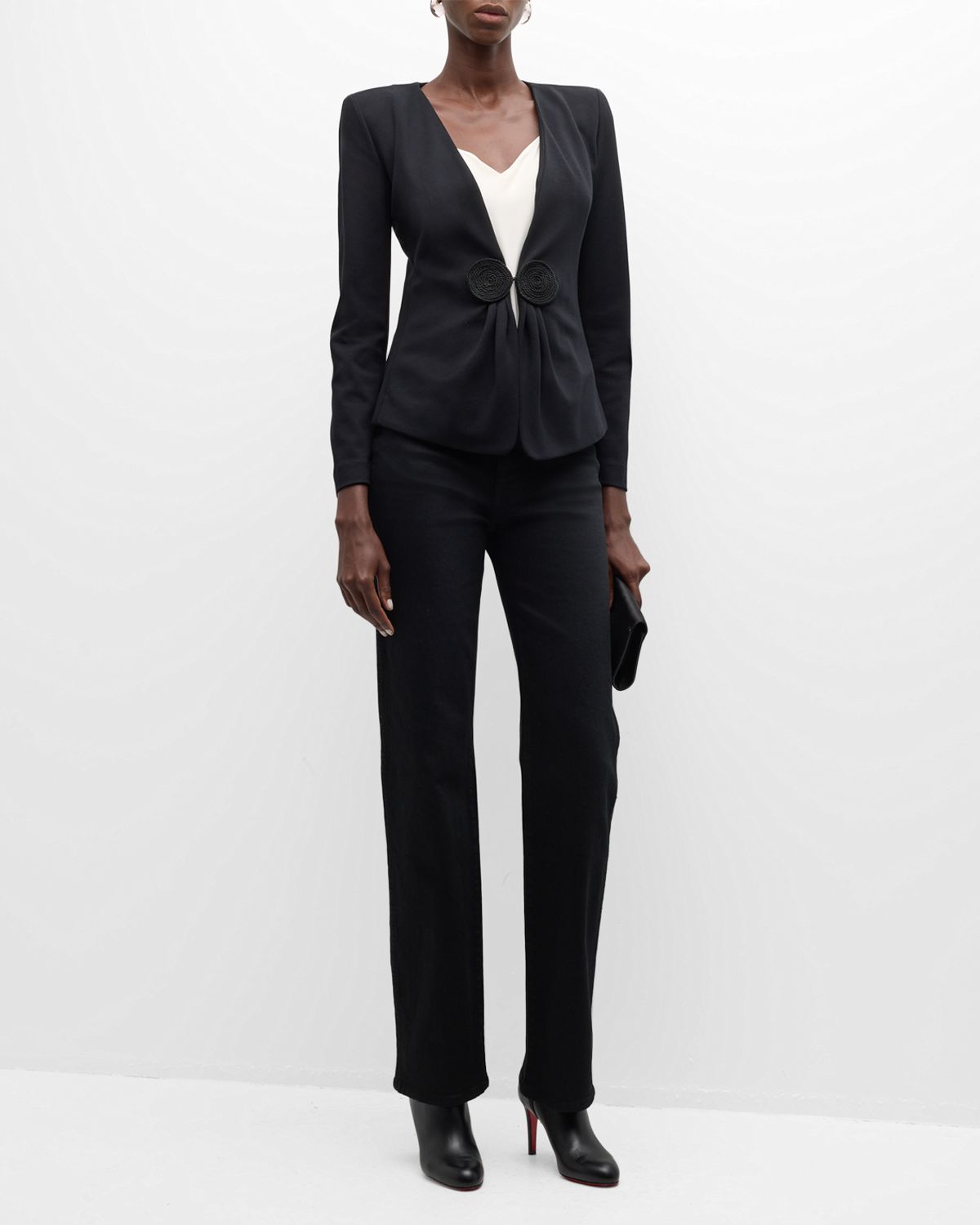 Emporio Armani Gathered Rope-Embellished Milano Jersey Jacket