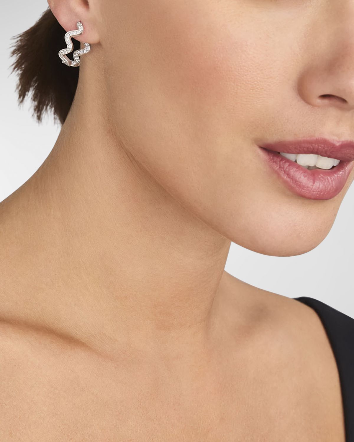 LAGOS Caviar Spark Diamond Wave Hoop Earrings in Sterling Silver