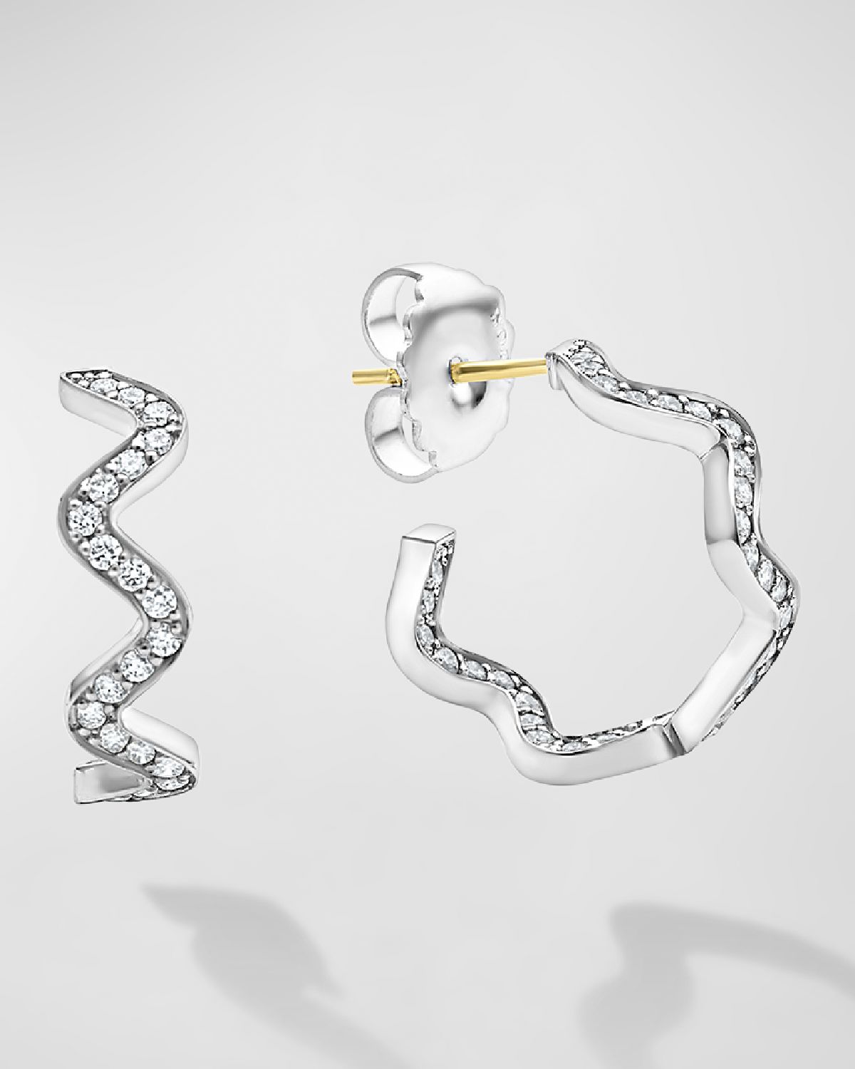 LAGOS Caviar Spark Diamond Wave Hoop Earrings in Sterling Silver
