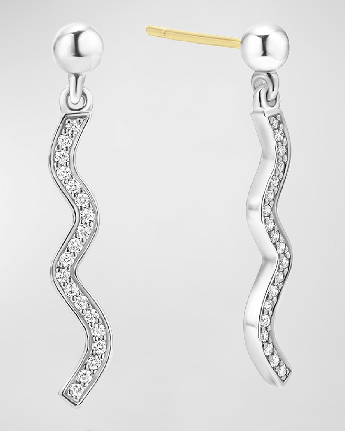 LAGOS Caviar Spark Diamond Wave Drop Earrings in Sterling Silver