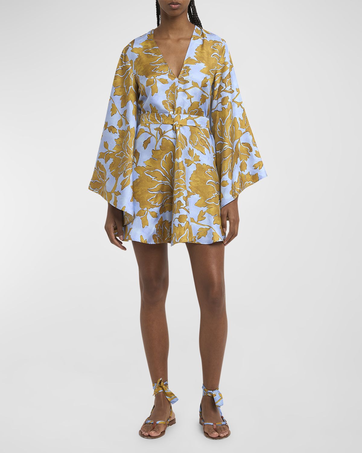 La DoubleJ Magnifico Long-Sleeve Silk Mini Dress