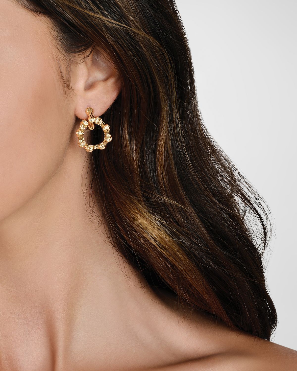 Anabel Aram Jewelry Bamboo Double Hoop Earrings