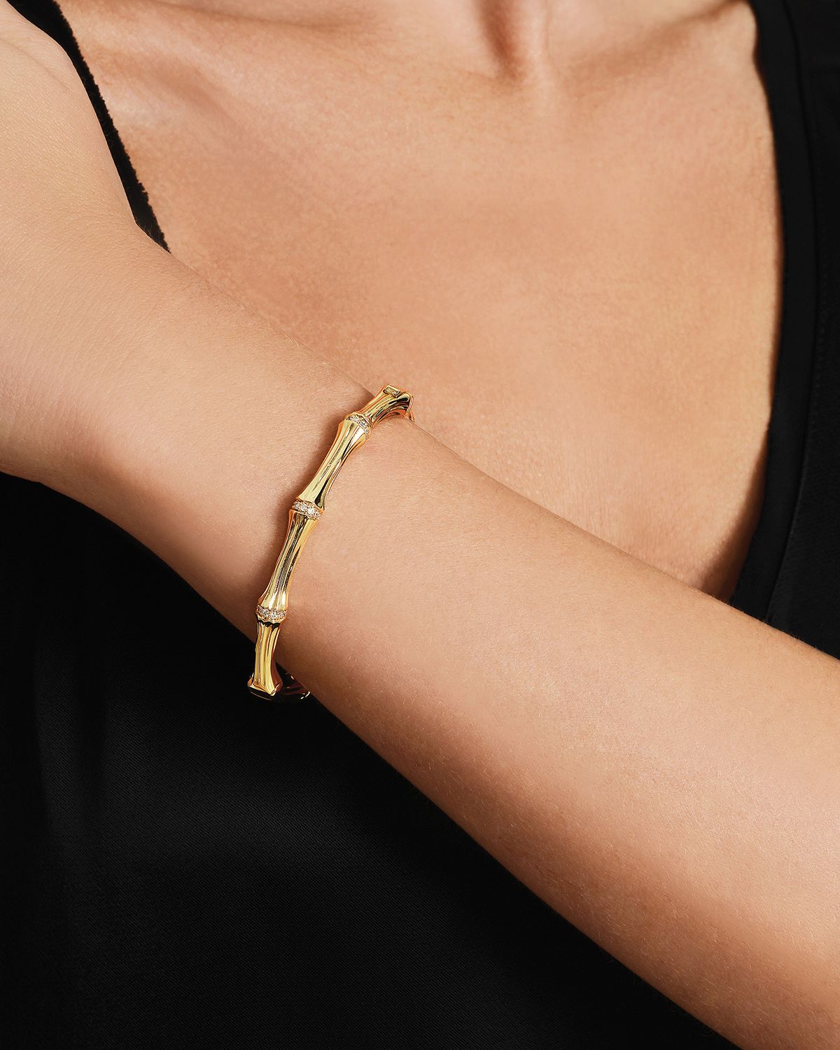 Anabel Aram Jewelry Bamboo Hinged Bangle