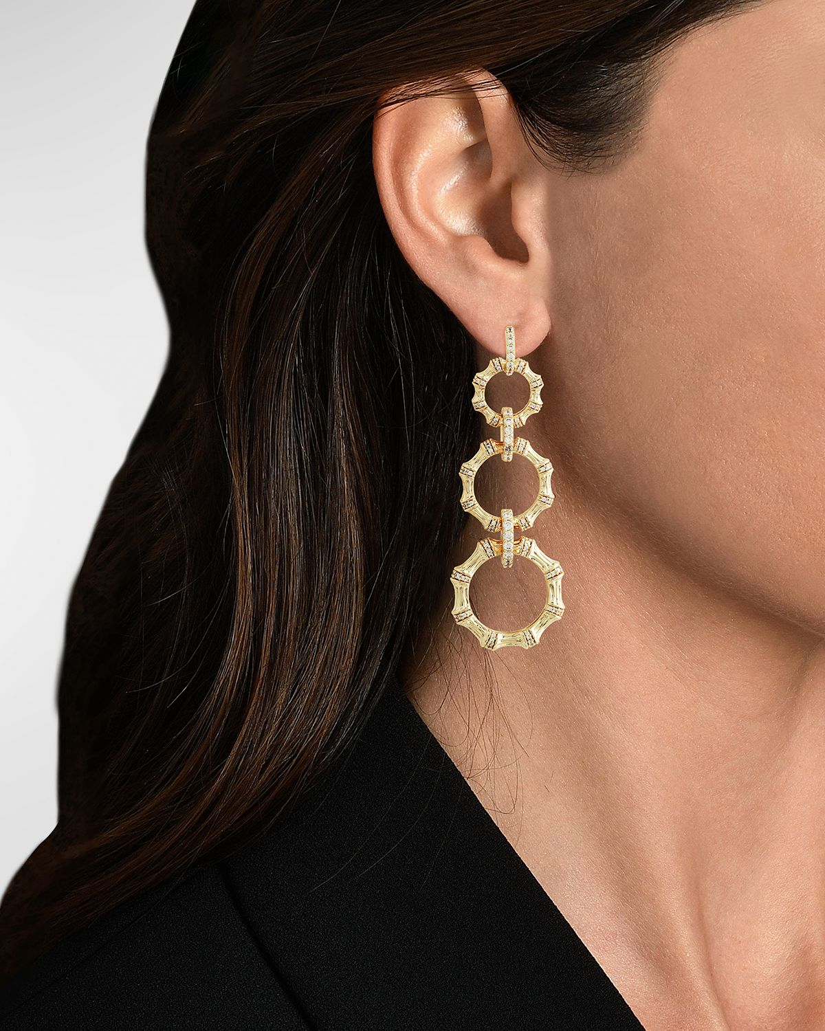 Anabel Aram Jewelry Bamboo Long Chain Earrings