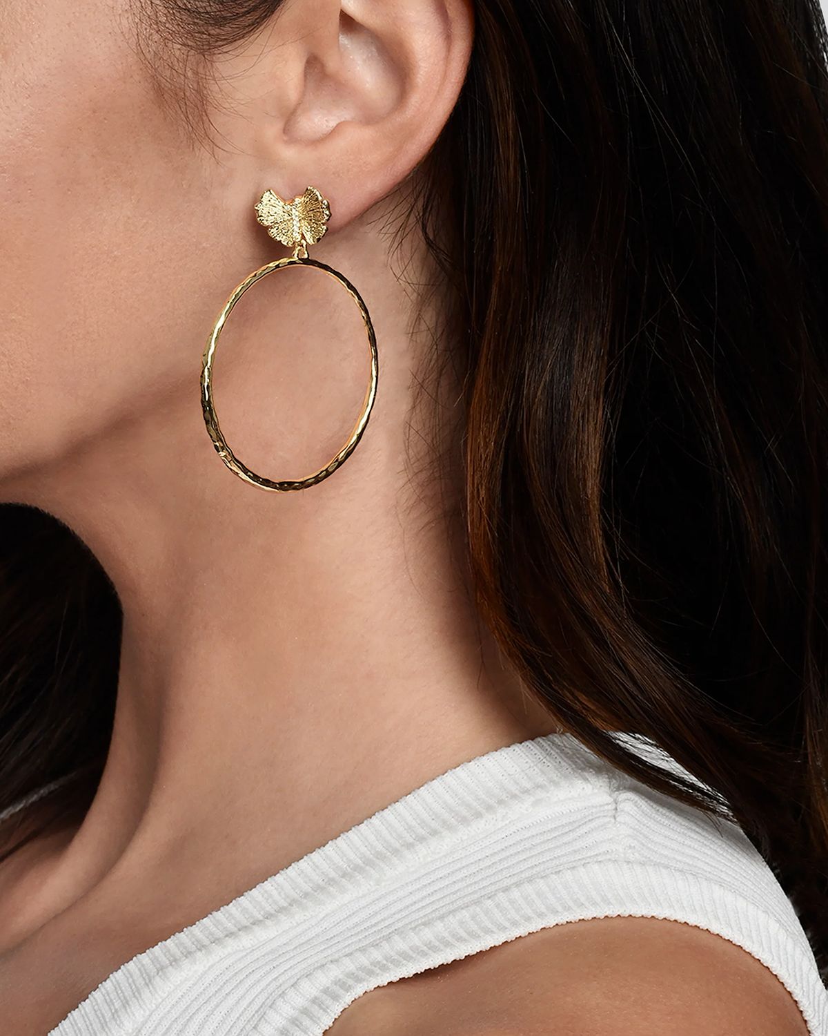 Anabel Aram Jewelry Butterfly Single Hoop Earrings