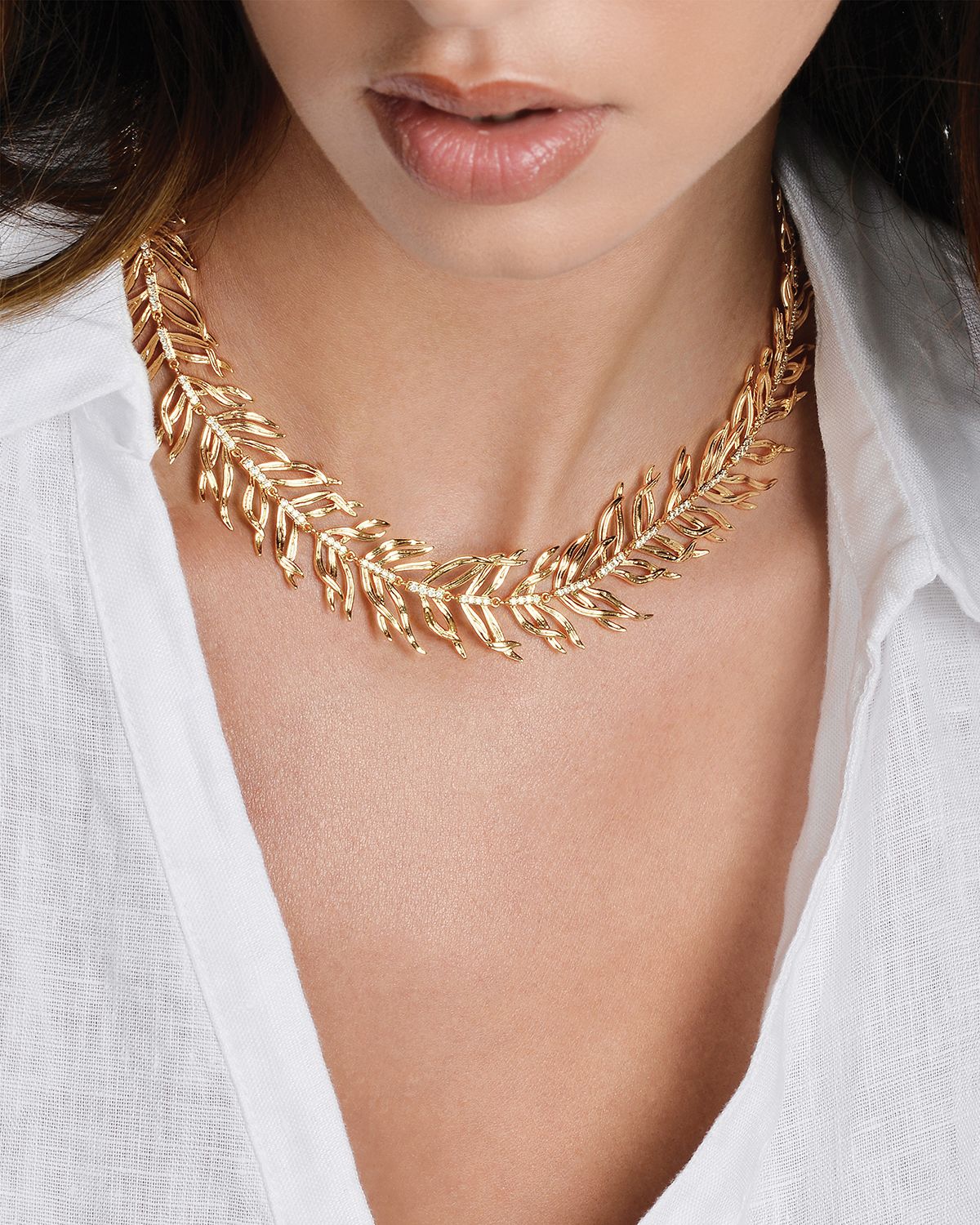 Anabel Aram Jewelry Palm Leaves Necklace