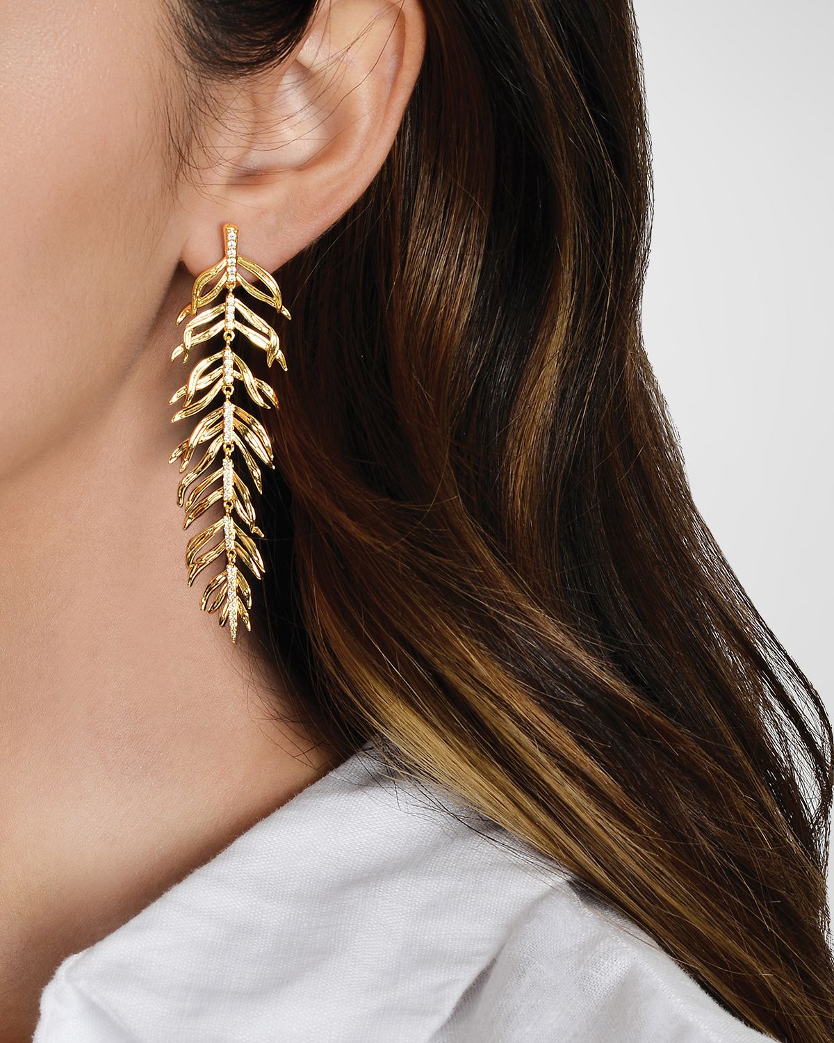 Anabel Aram Jewelry Palm Leaves Dangle Earrings