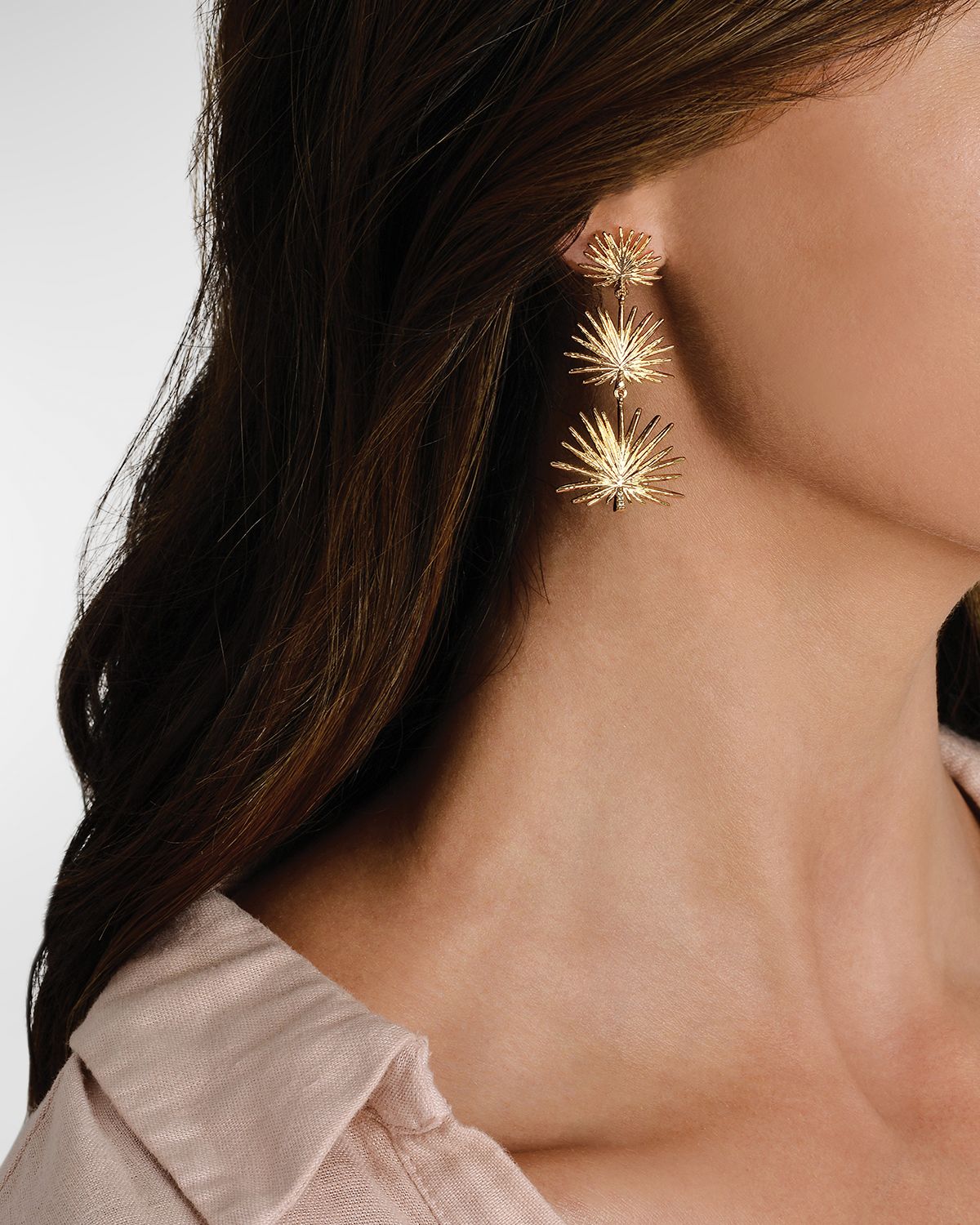 Anabel Aram Jewelry Triple Fan Palm Dangle Earrings, Small