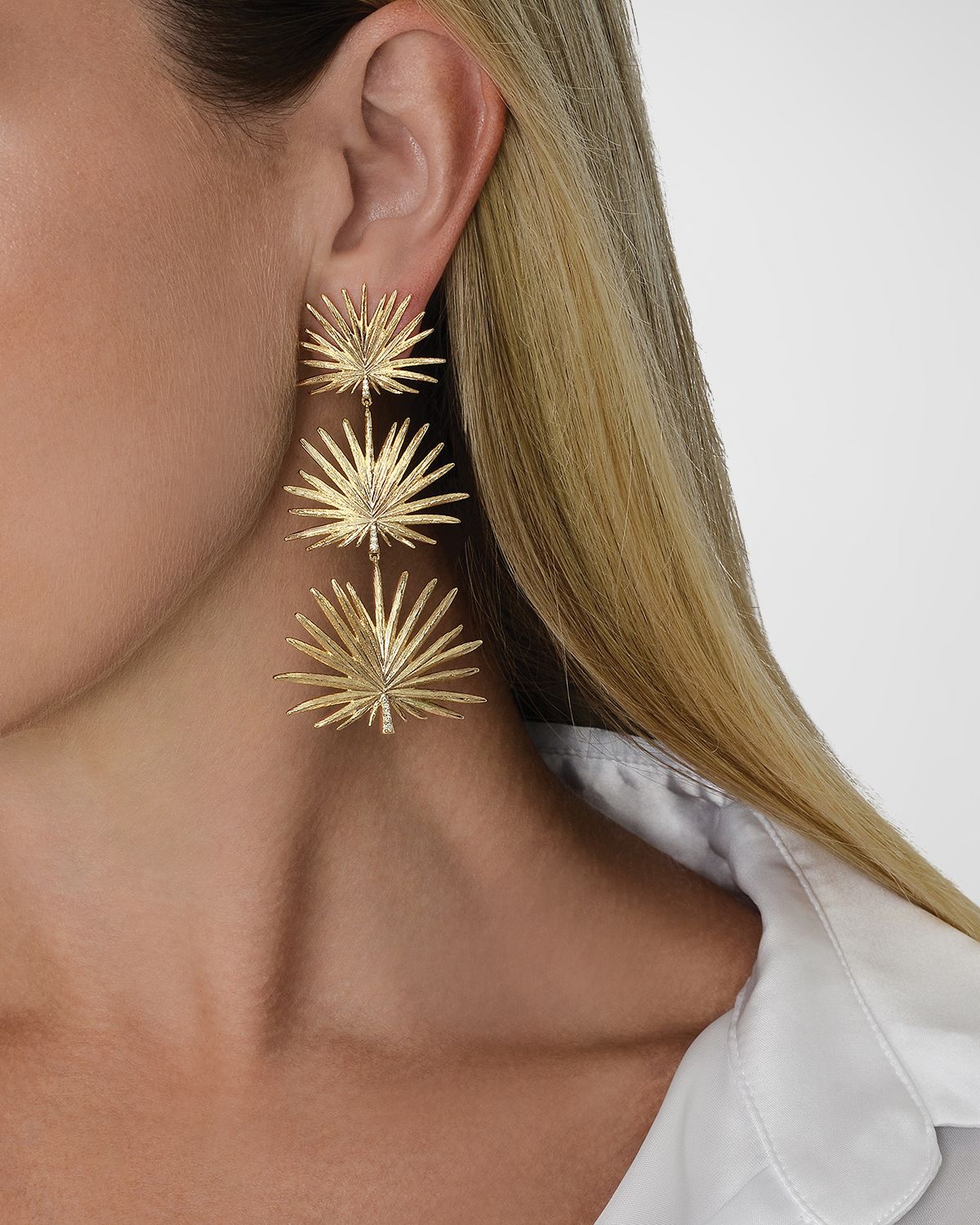 Anabel Aram Jewelry Triple Fan Palm Dangle Earrings, Large