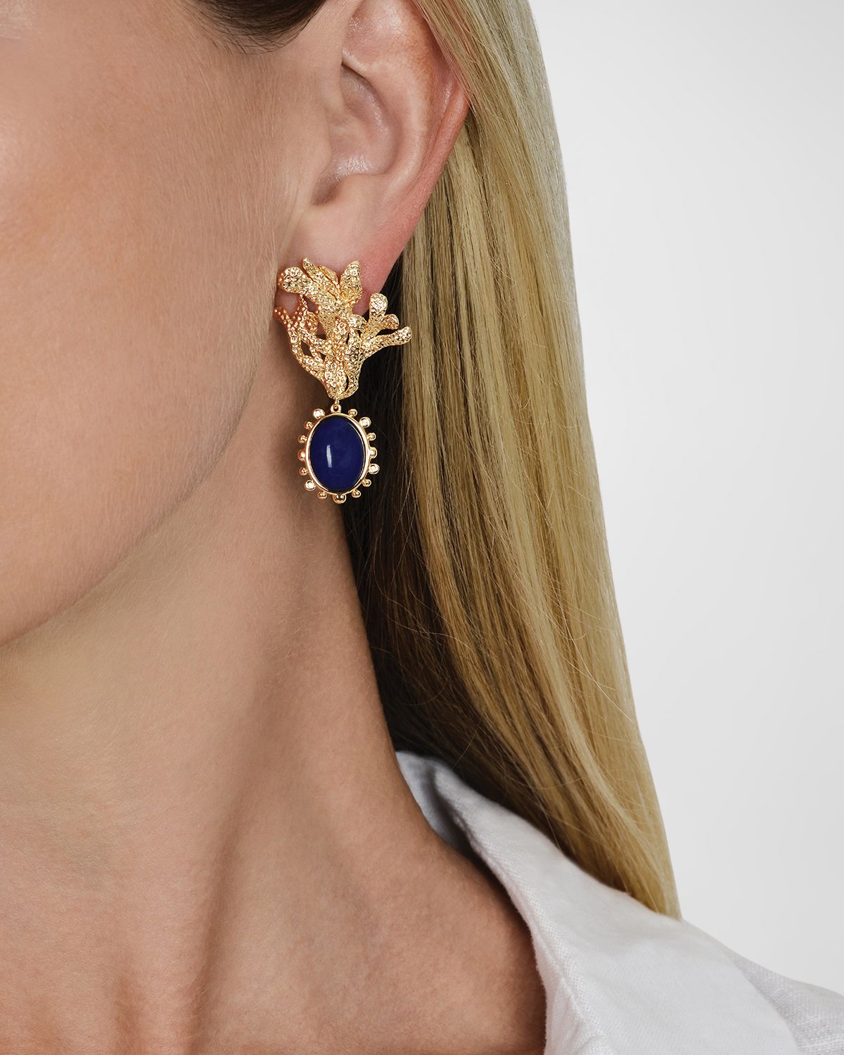 Anabel Aram Jewelry Kelp with Lapis Drop Earrings