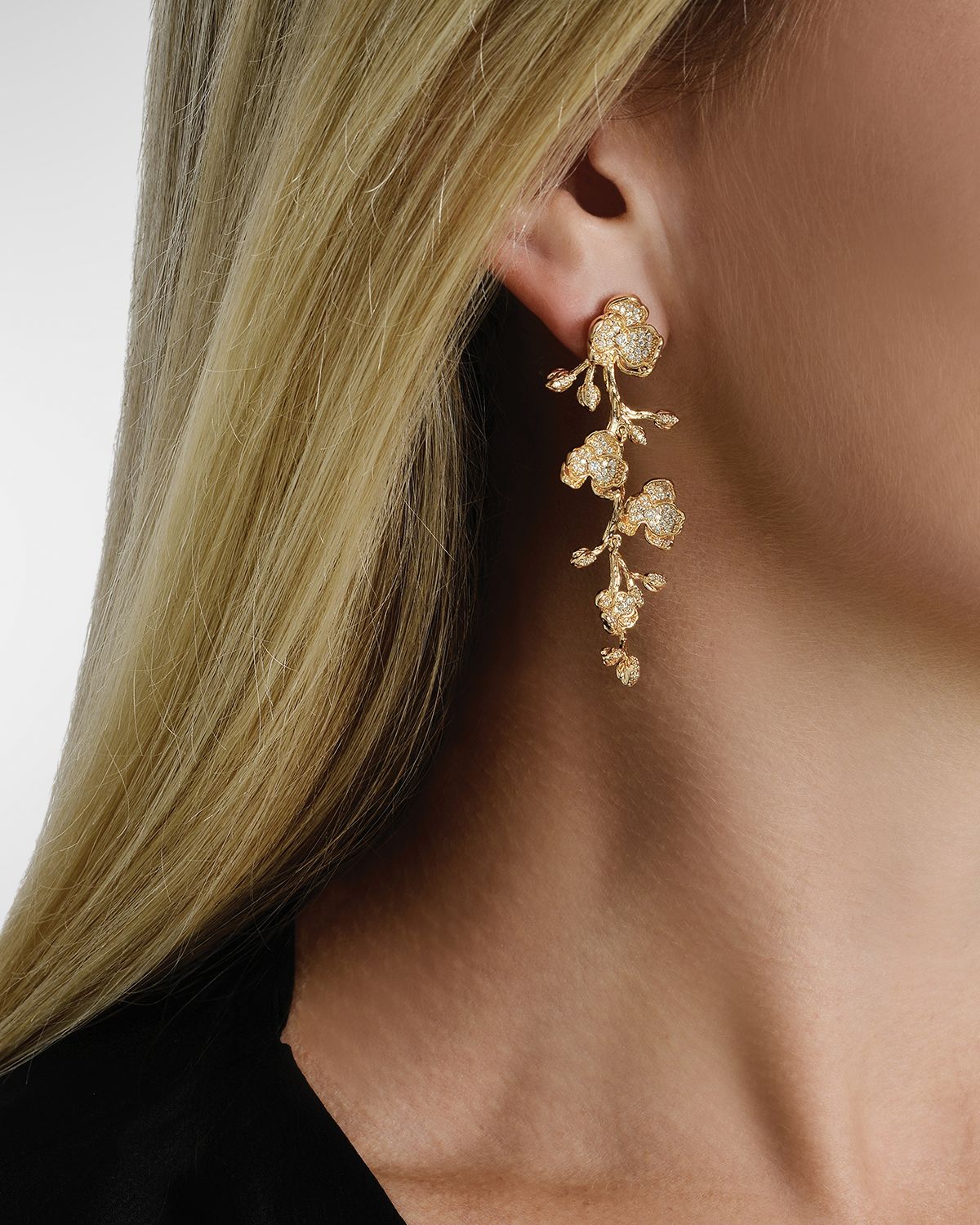 Anabel Aram Jewelry Orchid Pave Dangle Earrings