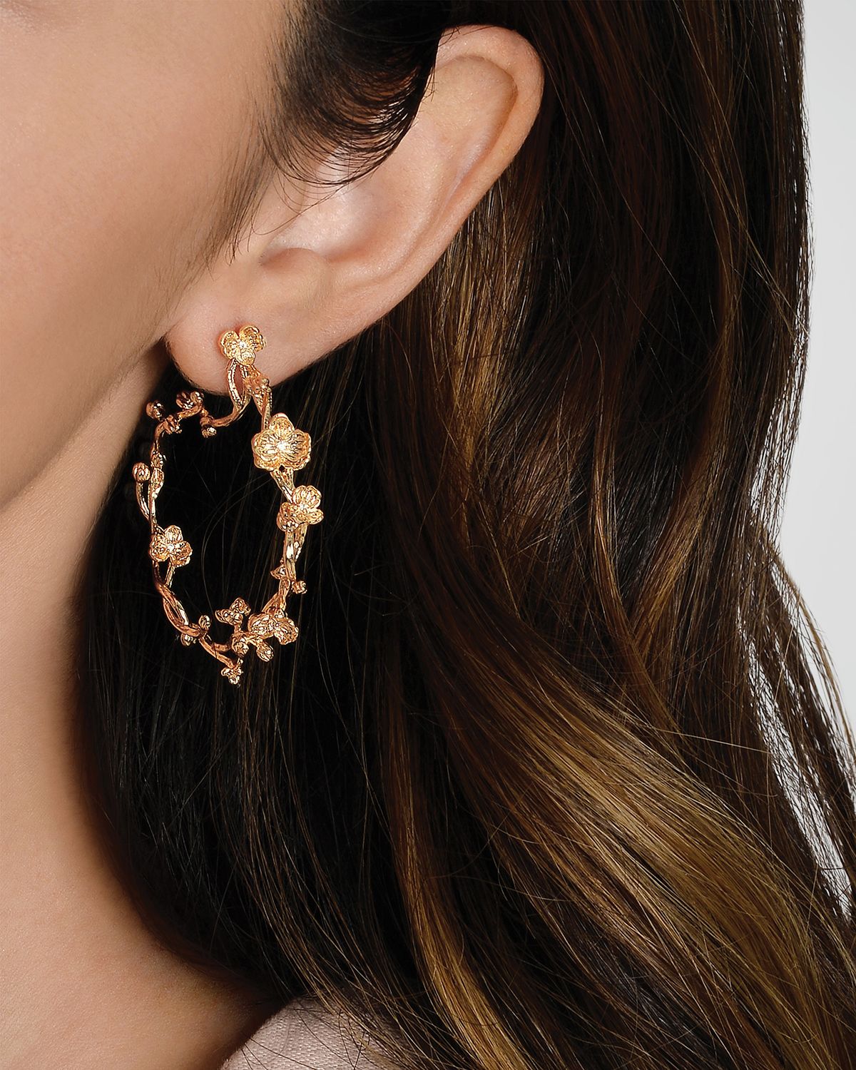Anabel Aram Jewelry Orchid Hoop Earrings