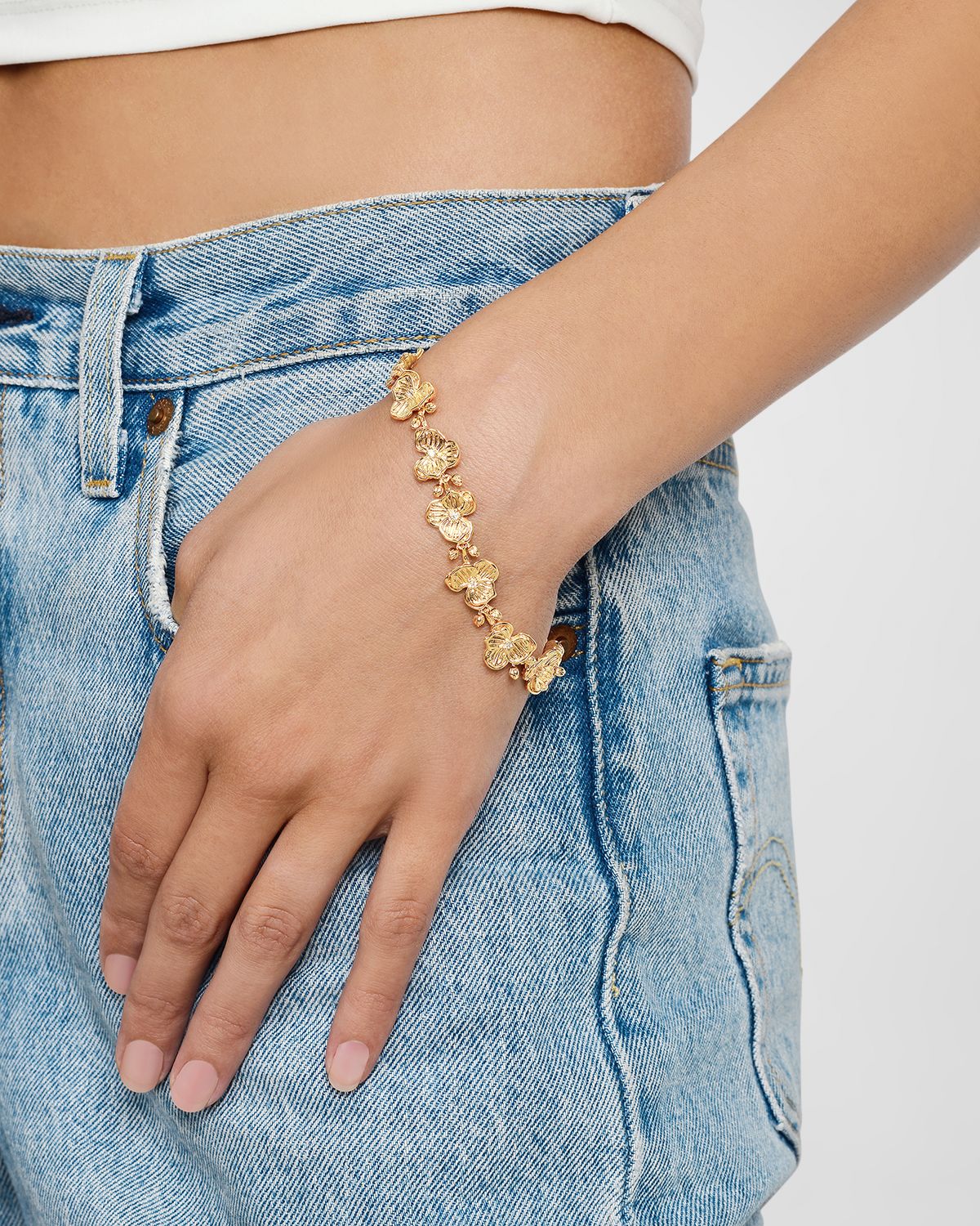 Anabel Aram Jewelry Orchid Link Bracelet