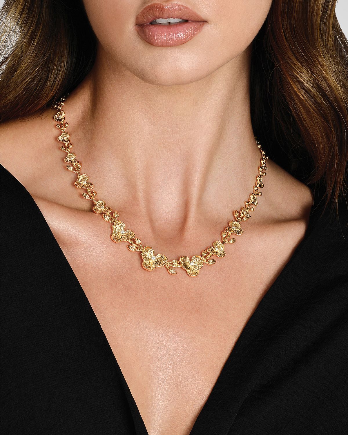 Anabel Aram Jewelry Orchid Link Necklace