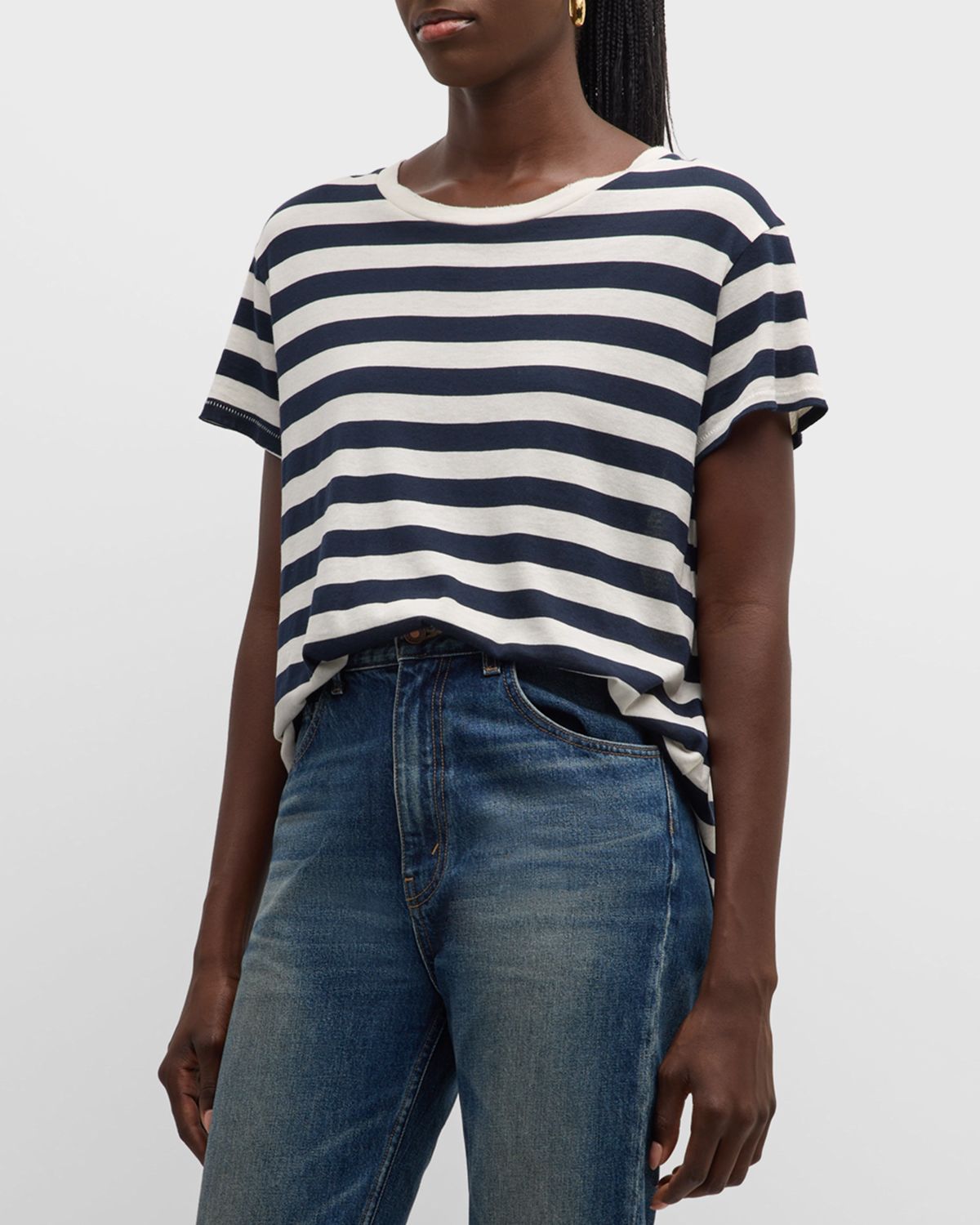 Nili Lotan Brady Striped Short-Sleeve T-Shirt