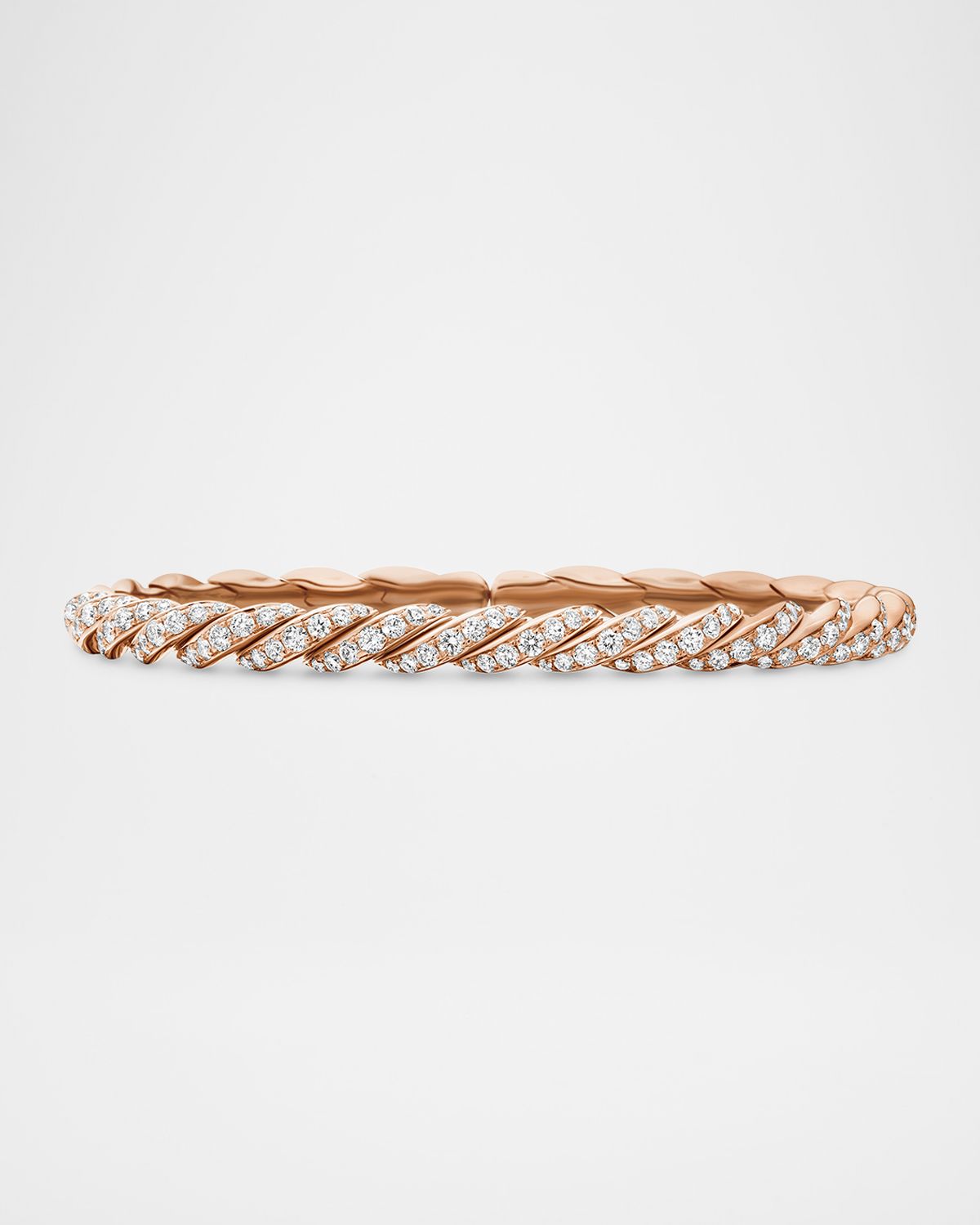 David Yurman Sculpted Cable Flex Bracelet with Diamonds in 18K Rose Gold, 5mm