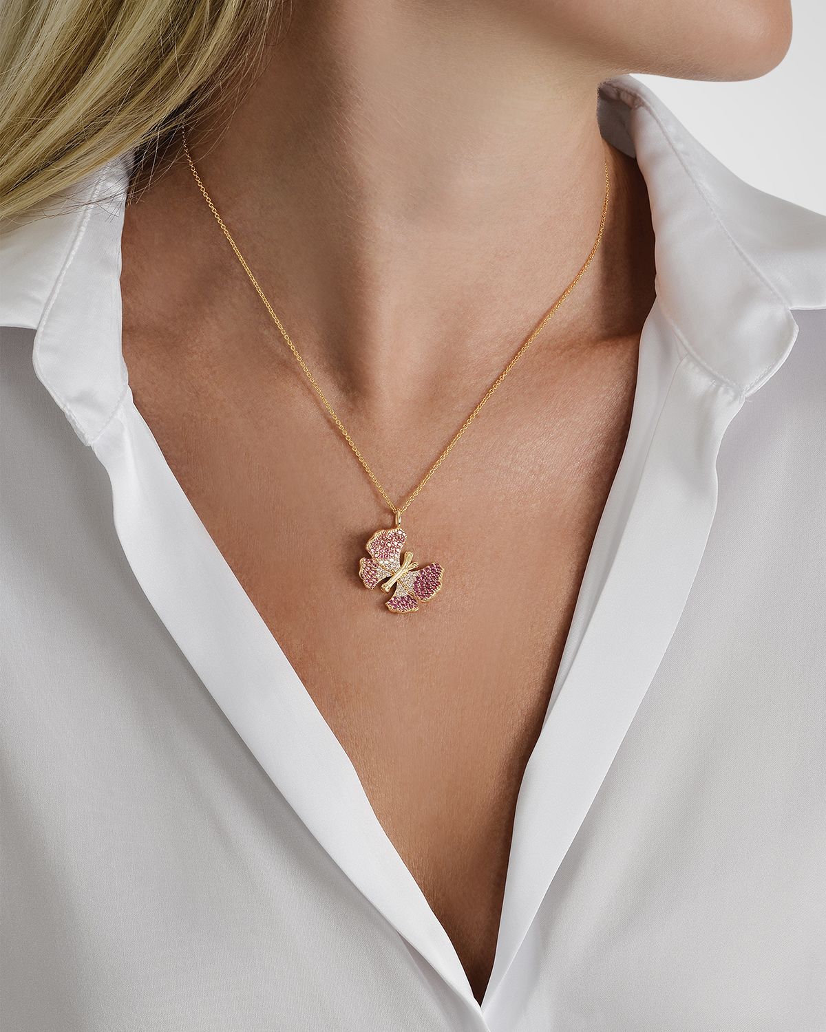 Anabel Aram Jewelry Butterfly Pave Necklace