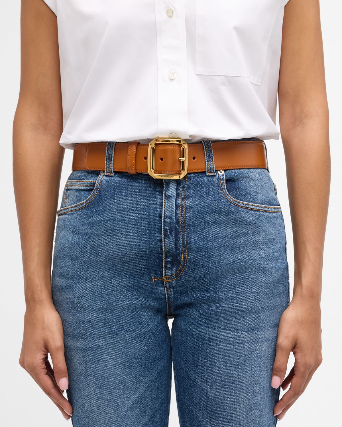 McQueen Leather Military Buckle Belt