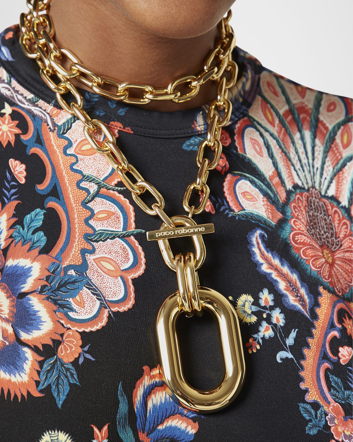 Rabanne XL Chain-Link Pendant Necklace