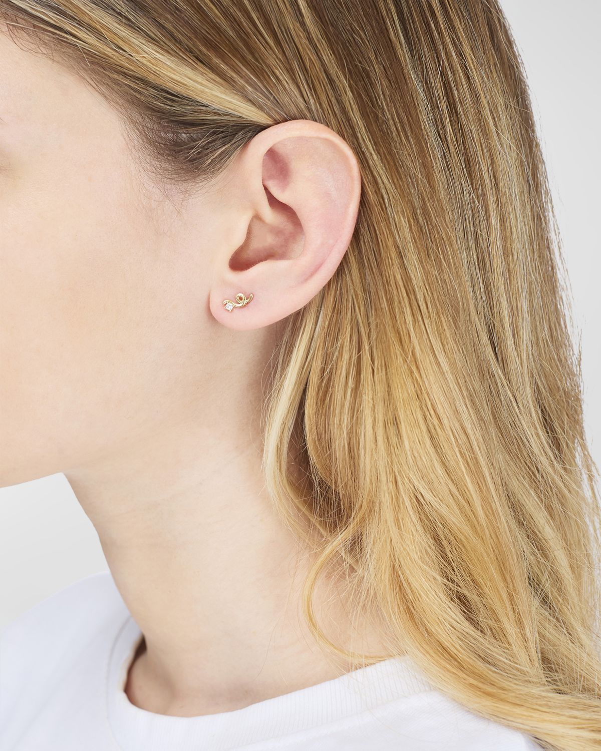 Bea Bongiasca Mini Loop Earring in 9K Yellow Gold with Diamonds, Single