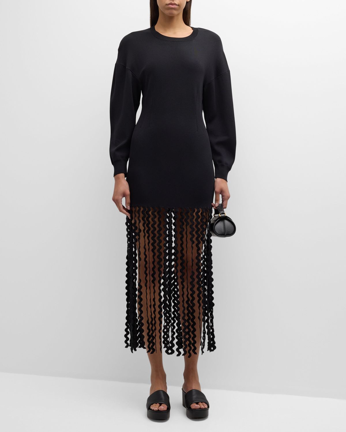 SIMONMILLER Wallis Fringe Knit Midi Dress