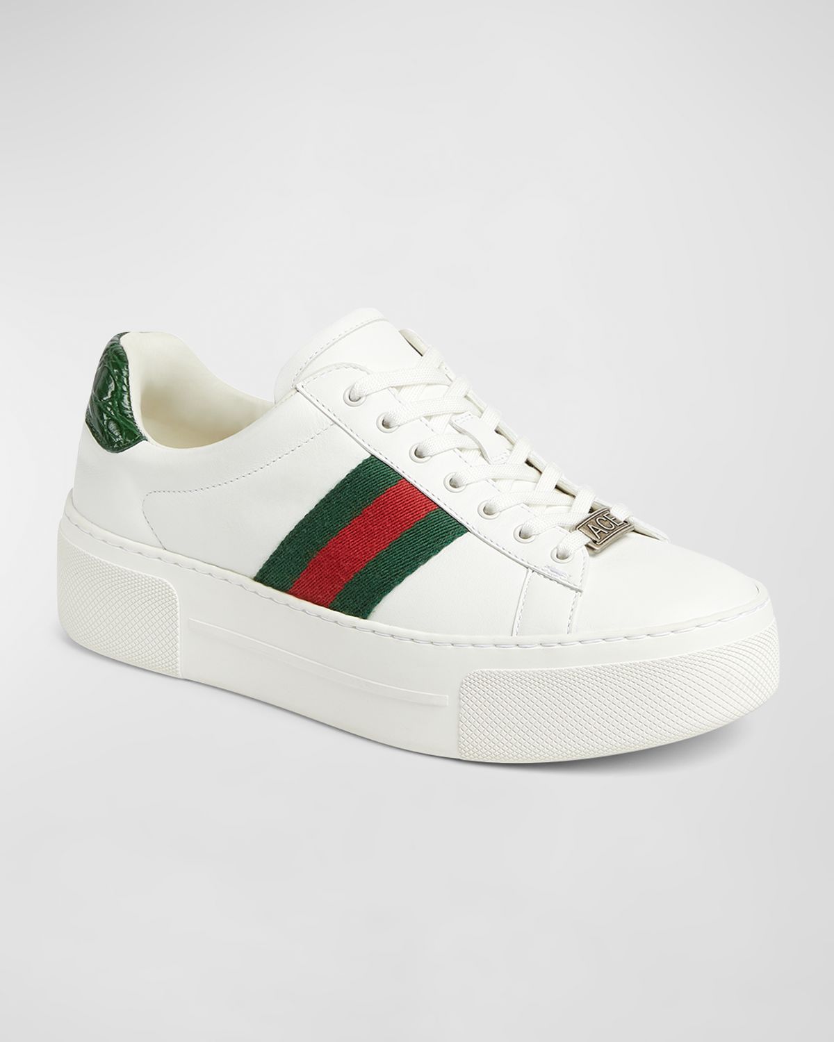 Gucci Ace Web Mixed Leather Sneakers