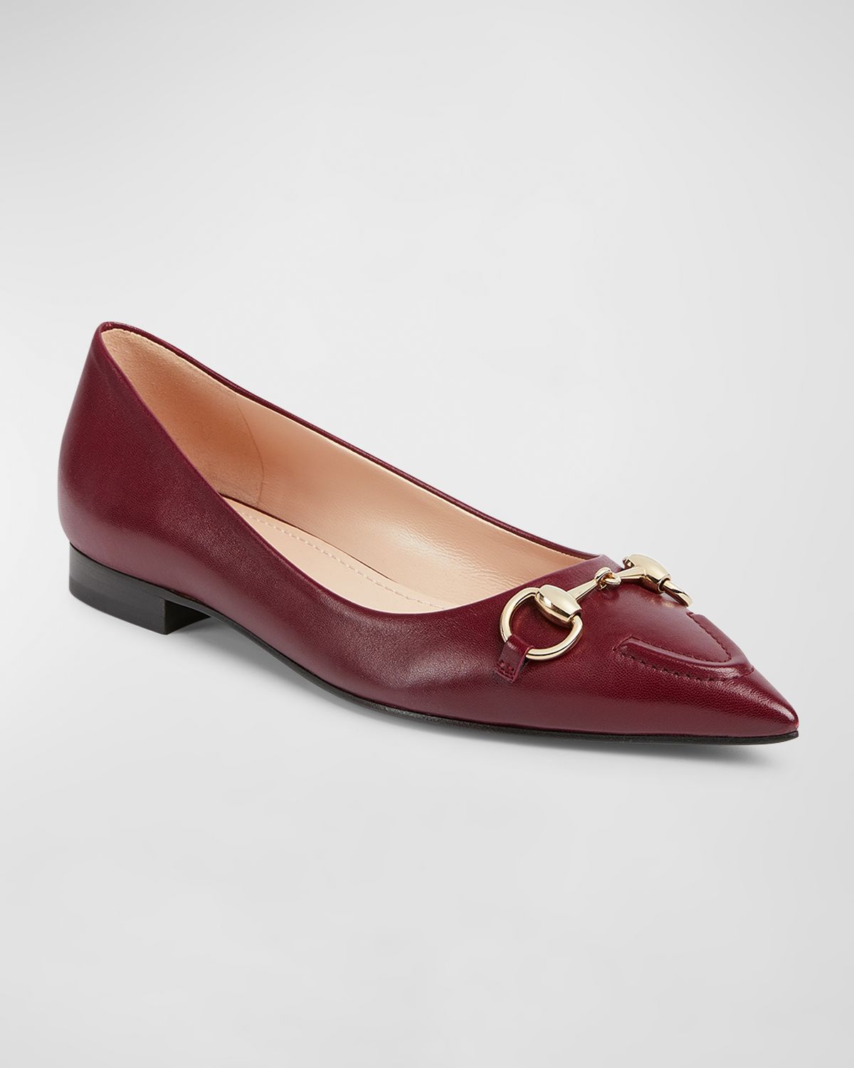Gucci Erin Leather Horsebit Ballerina Flats