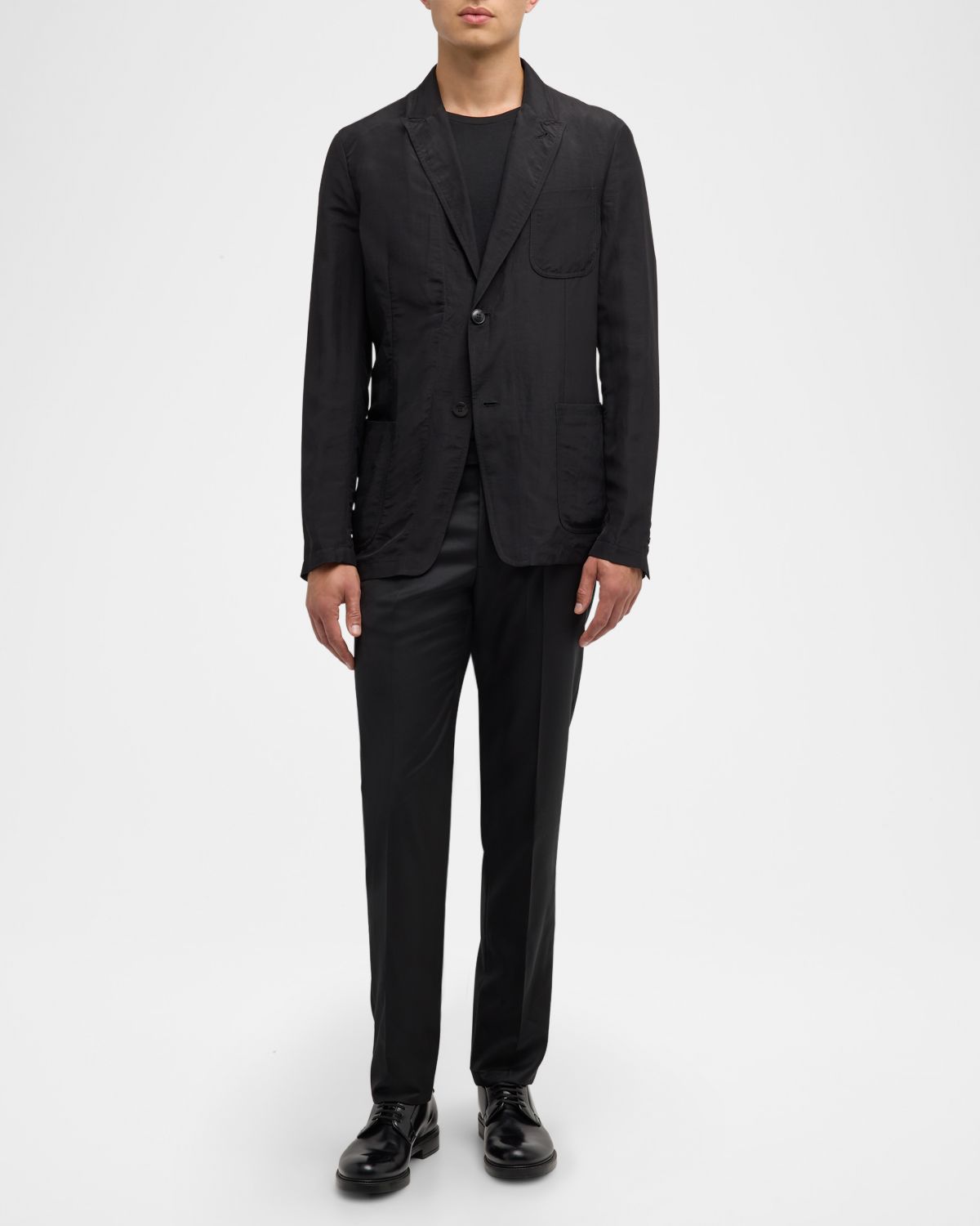 Giorgio Armani Men 's Flat-Front Wool Trousers