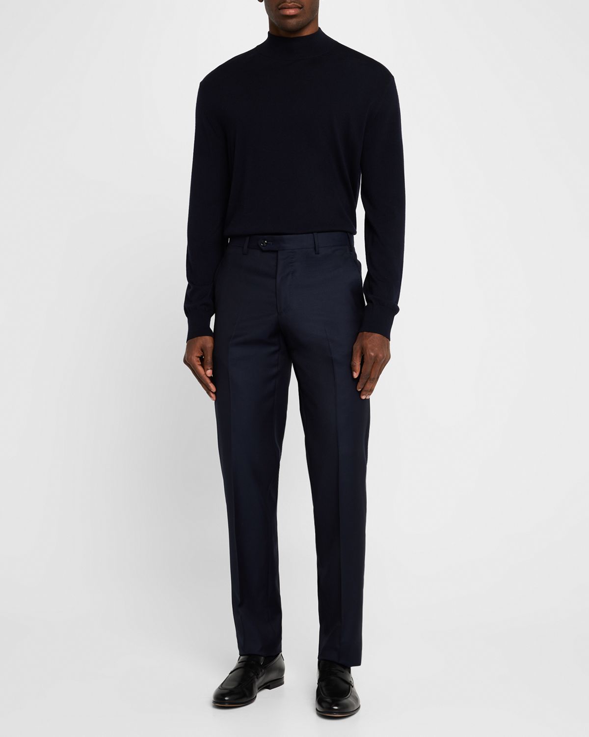 Giorgio Armani Men 's Solid Wool Flat-Front Trousers