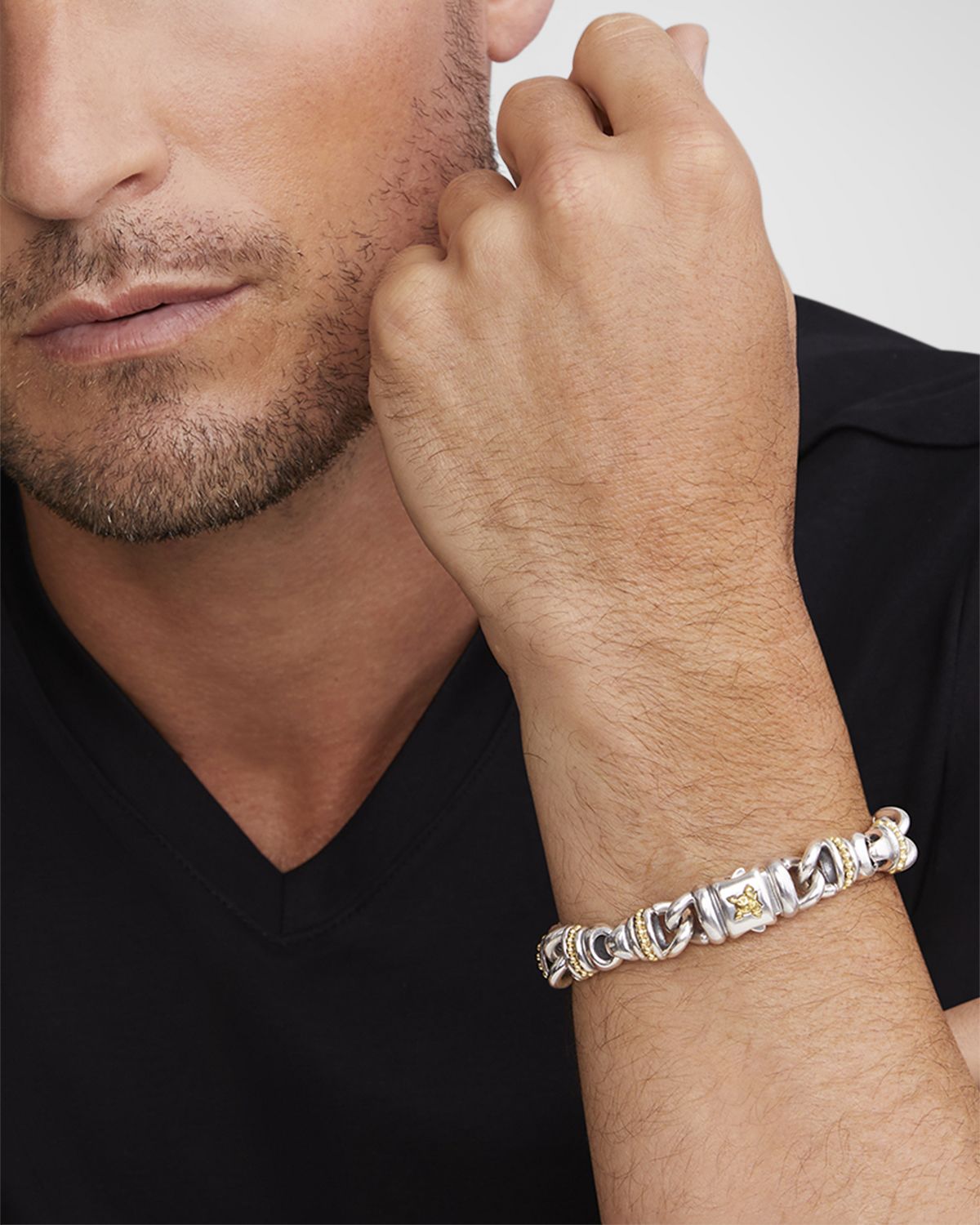 LAGOS Men 's Anthem Krunch Curb Link Bracelet, 12mm