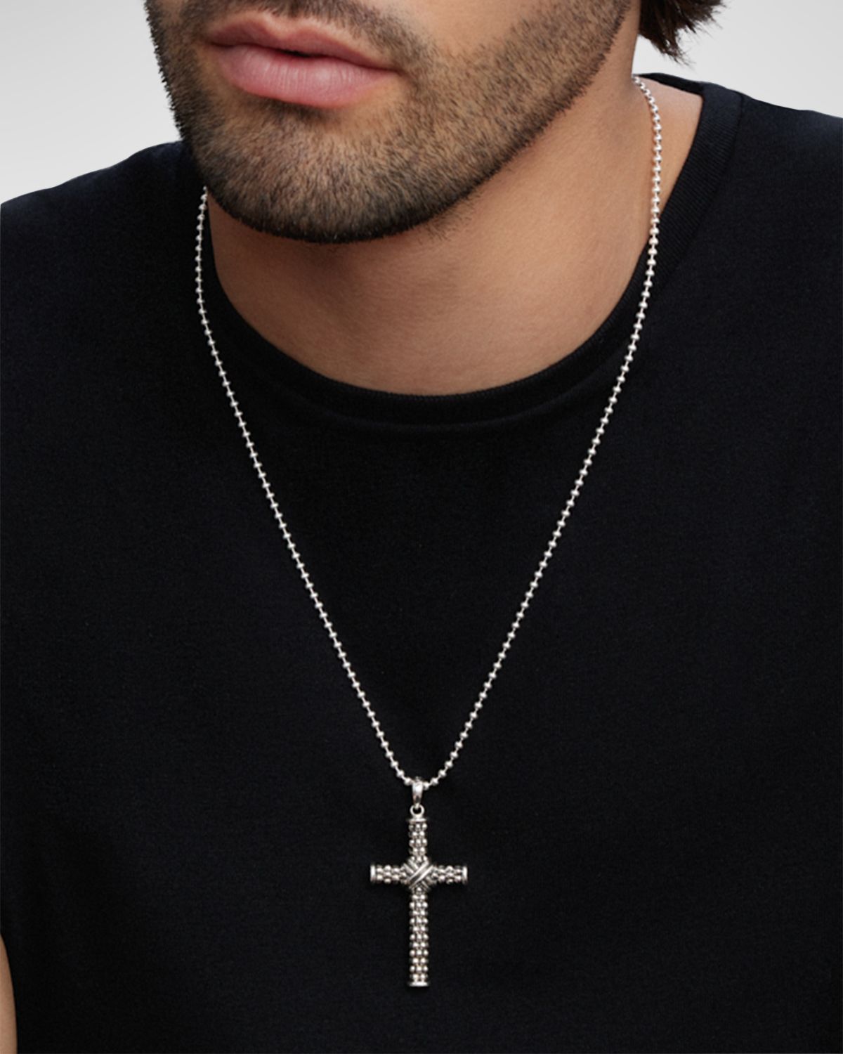 LAGOS Men 's Sterling Silver Anthem X Cross Pendant, 51x28mm