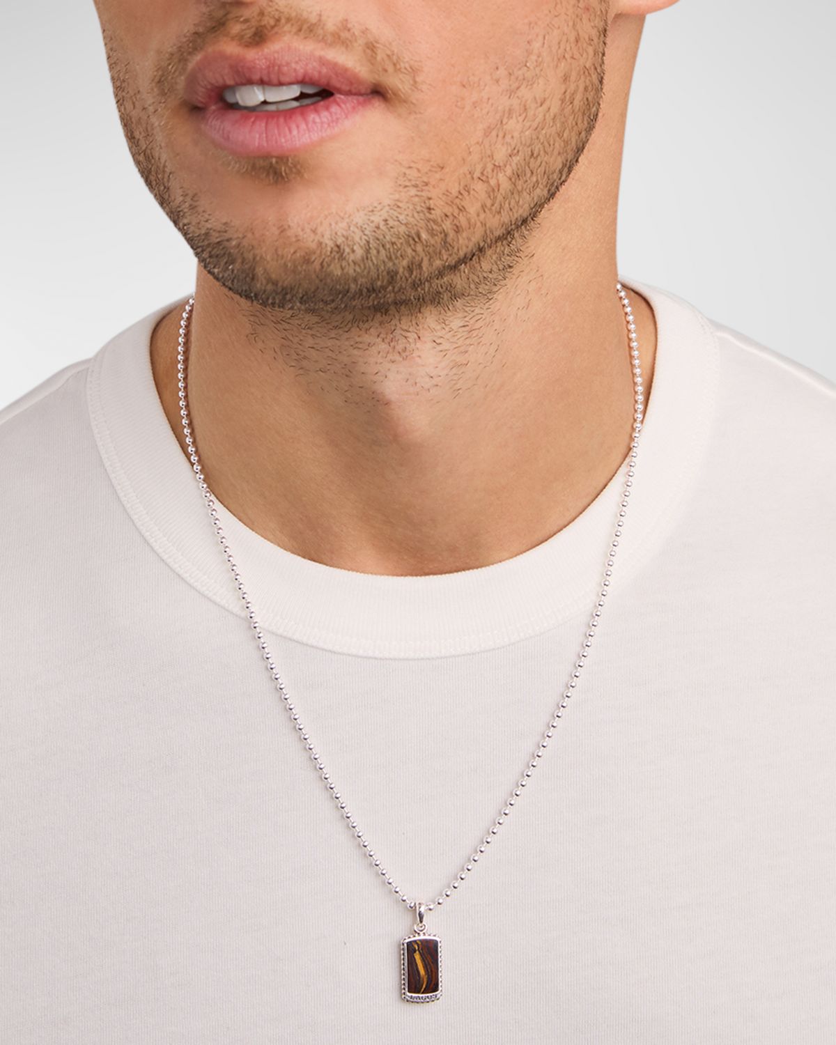 LAGOS Men 's Sterling Silver Anthem Dog Tag Pendant, 20x11mm