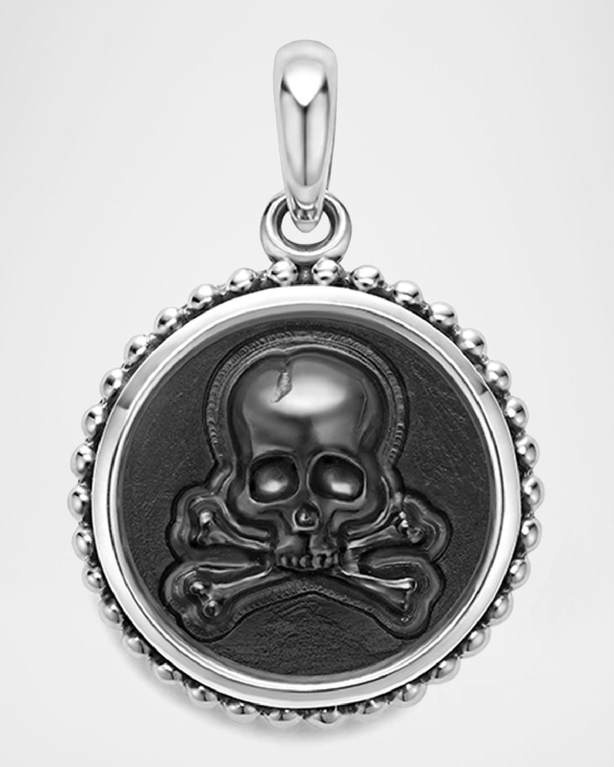 LAGOS Men 's Sterling Silver Anthem Circle Skull Pendant, 20mm